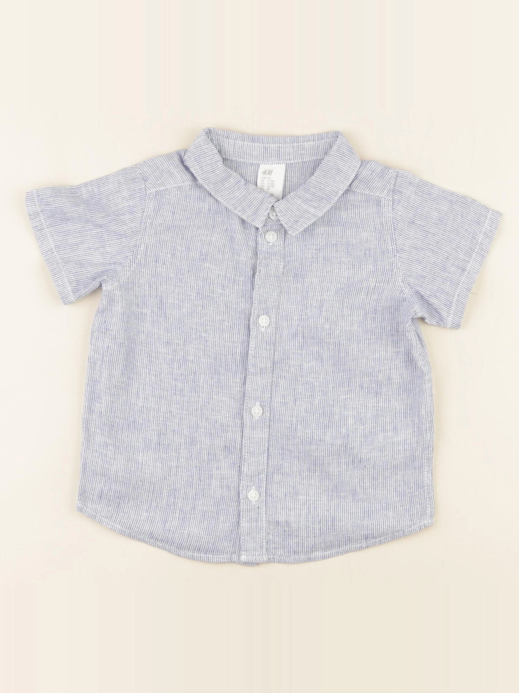 H&M - chemise blanc, bleu - 9/12 mois