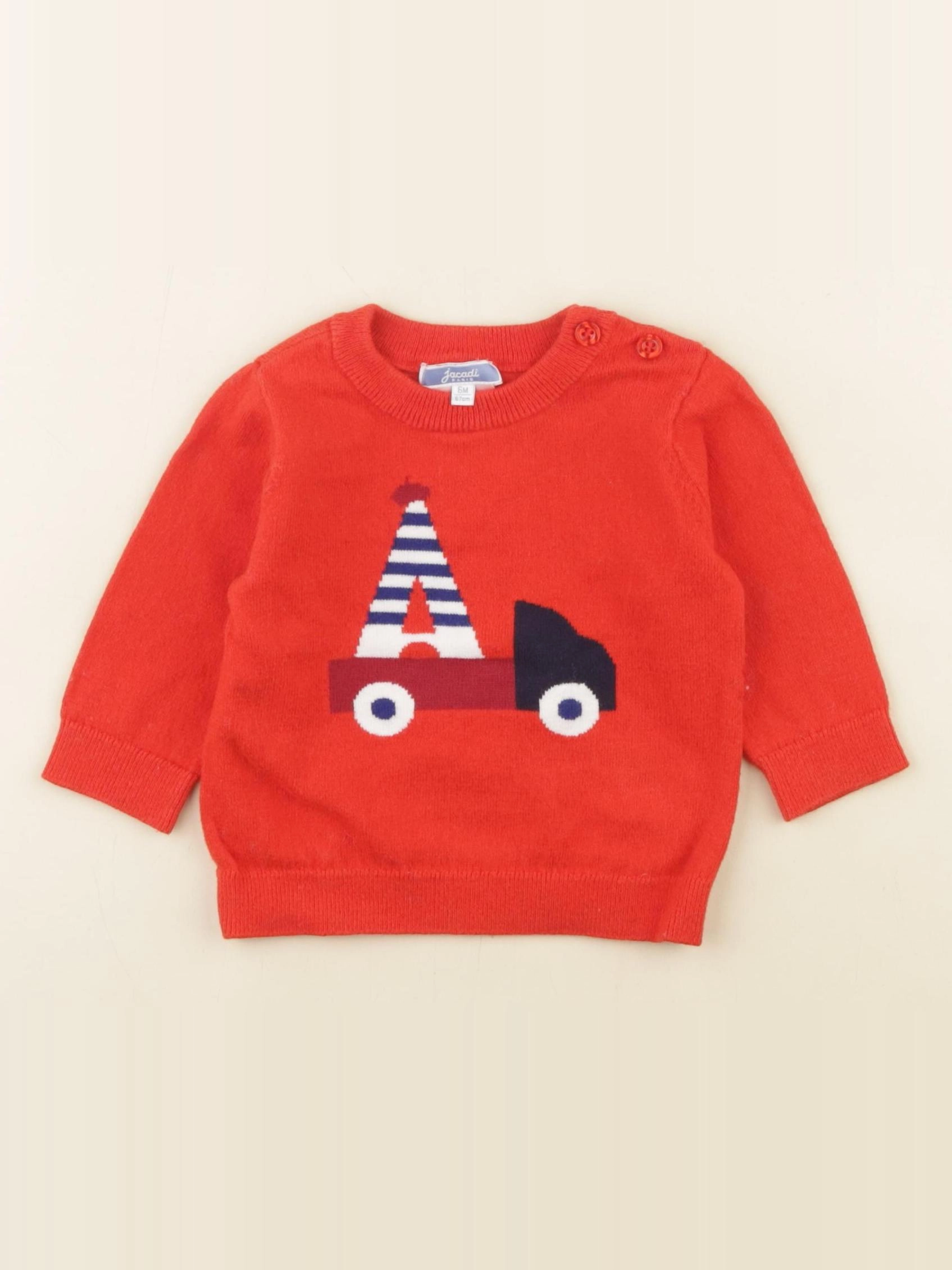 Jacadi - pull rouge - 6 mois