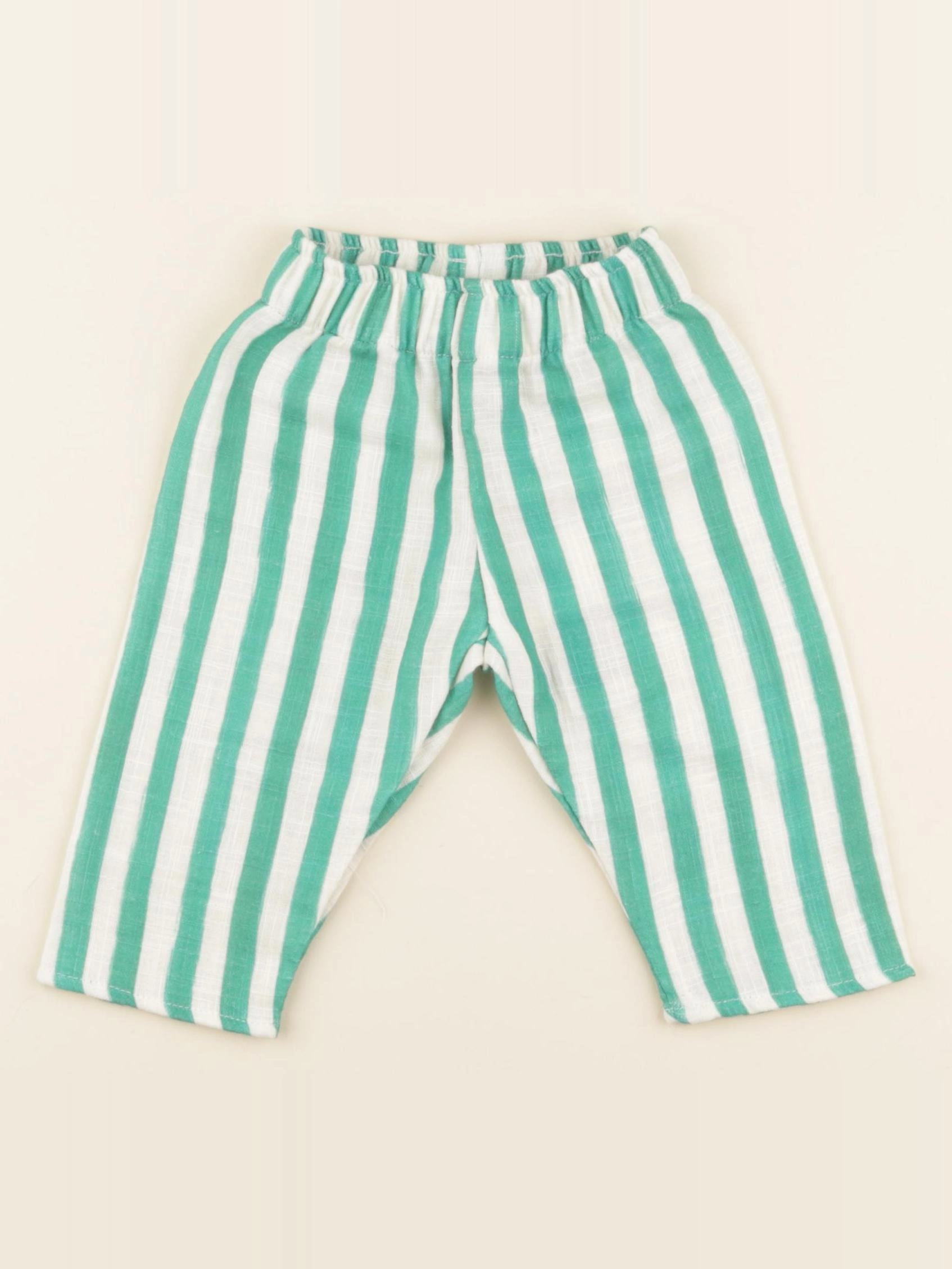 Studio Boheme - Pantalon Cousin Rayures vert - 6 mois