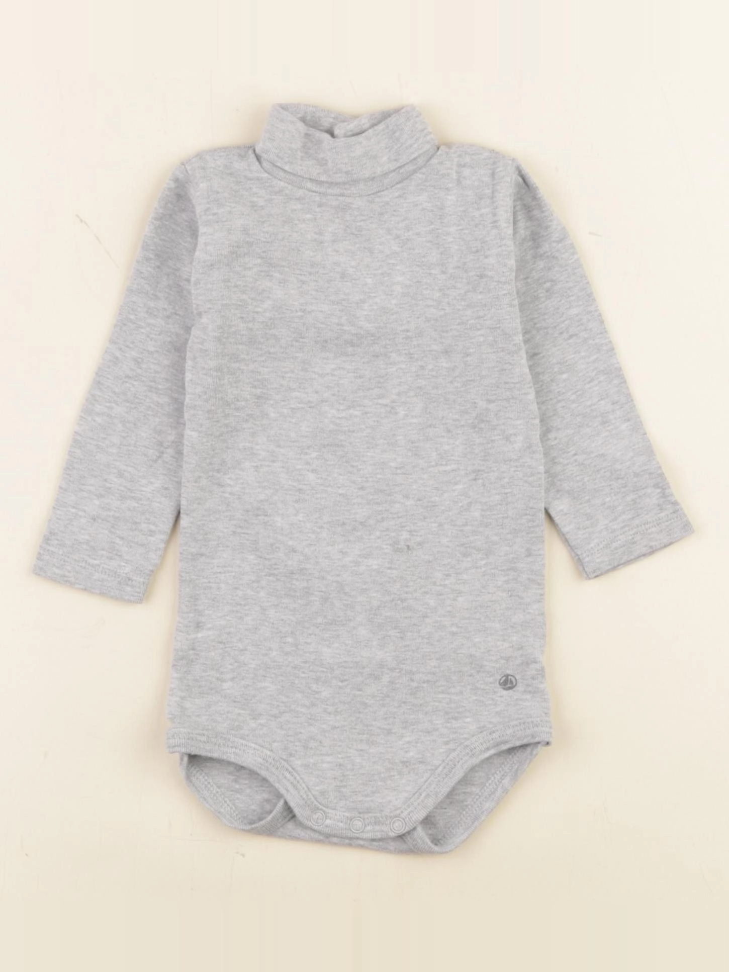 Petit Bateau - body à col gris - 6 mois