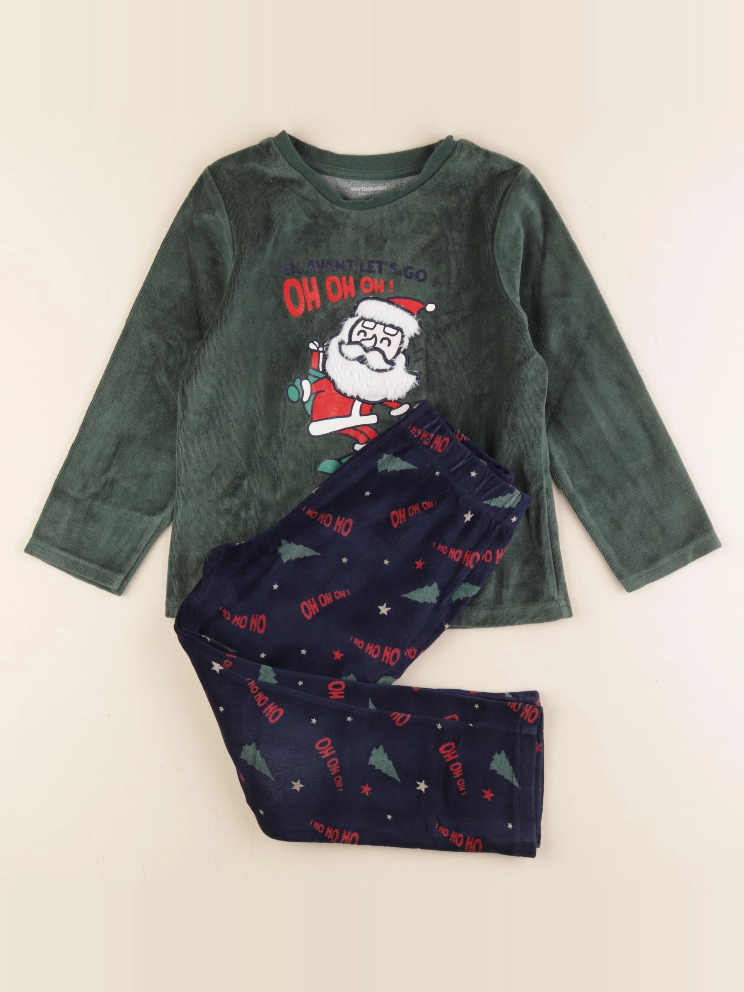 Vertbaudet - pyjama velours bleu, vert - 6 ans