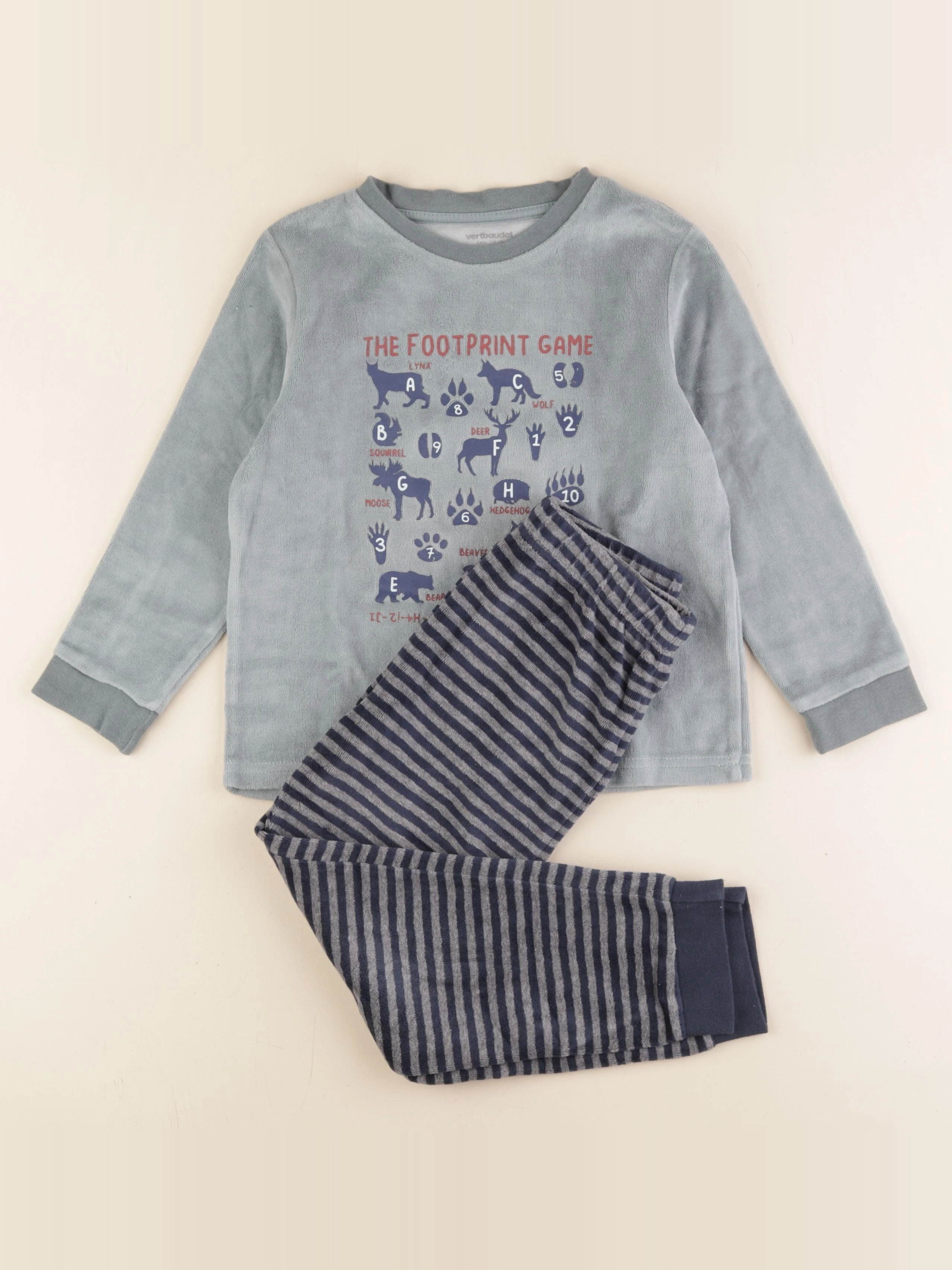 Vertbaudet - pyjama velours vert - 6 ans