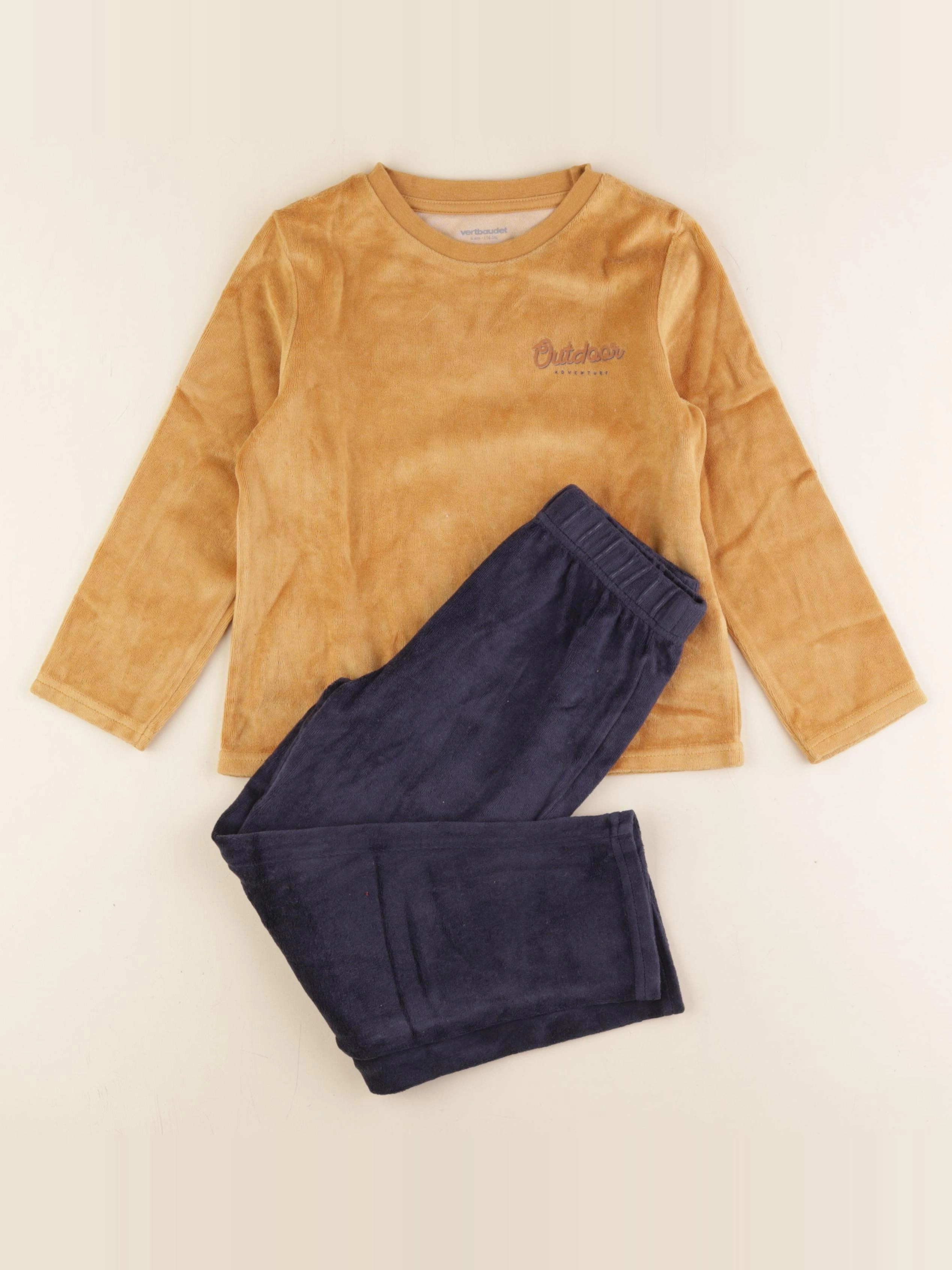 Vertbaudet - pyjama velours jaune, bleu - 6 ans