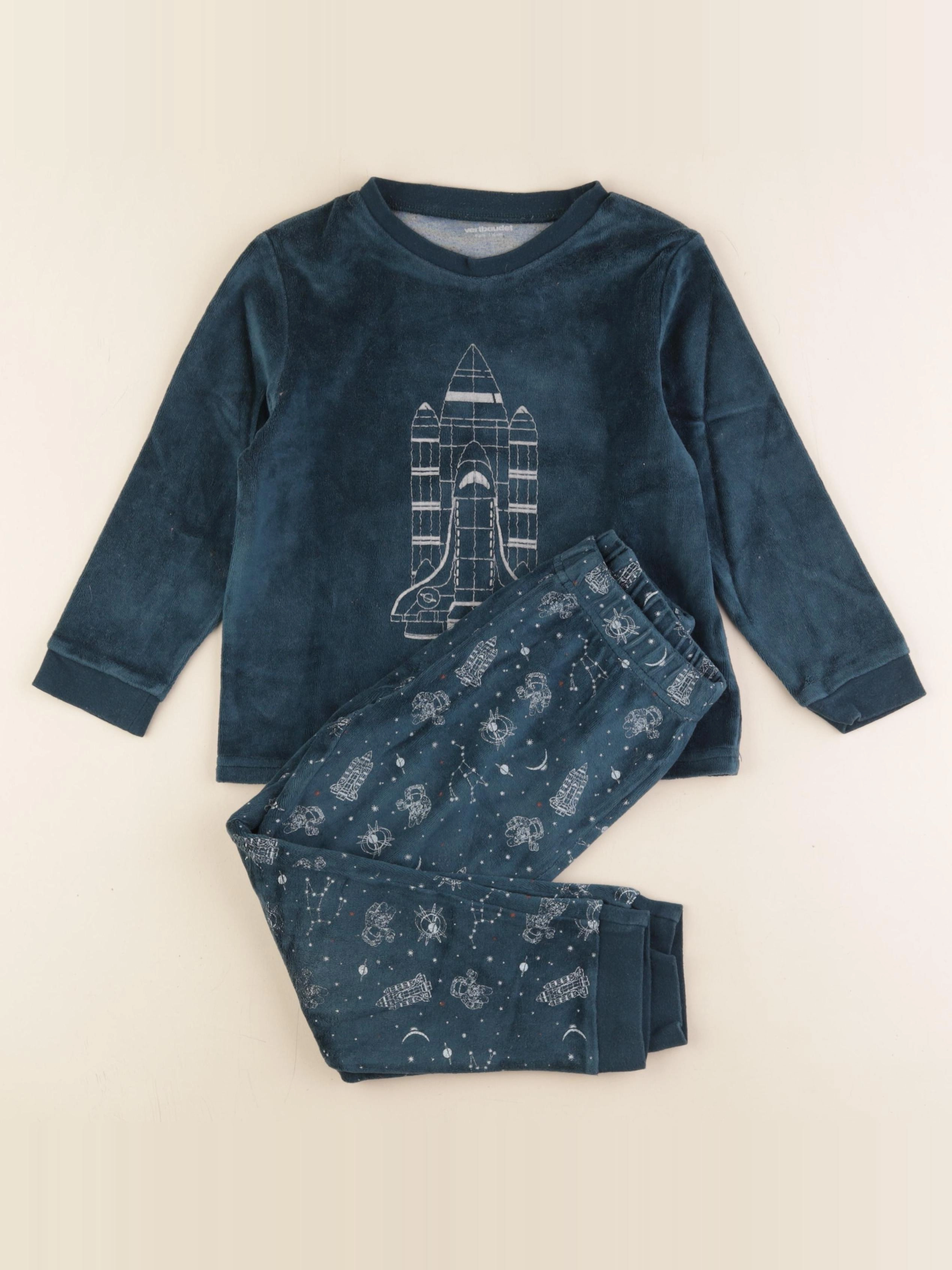 Vertbaudet - pyjama velours bleu - 6 ans