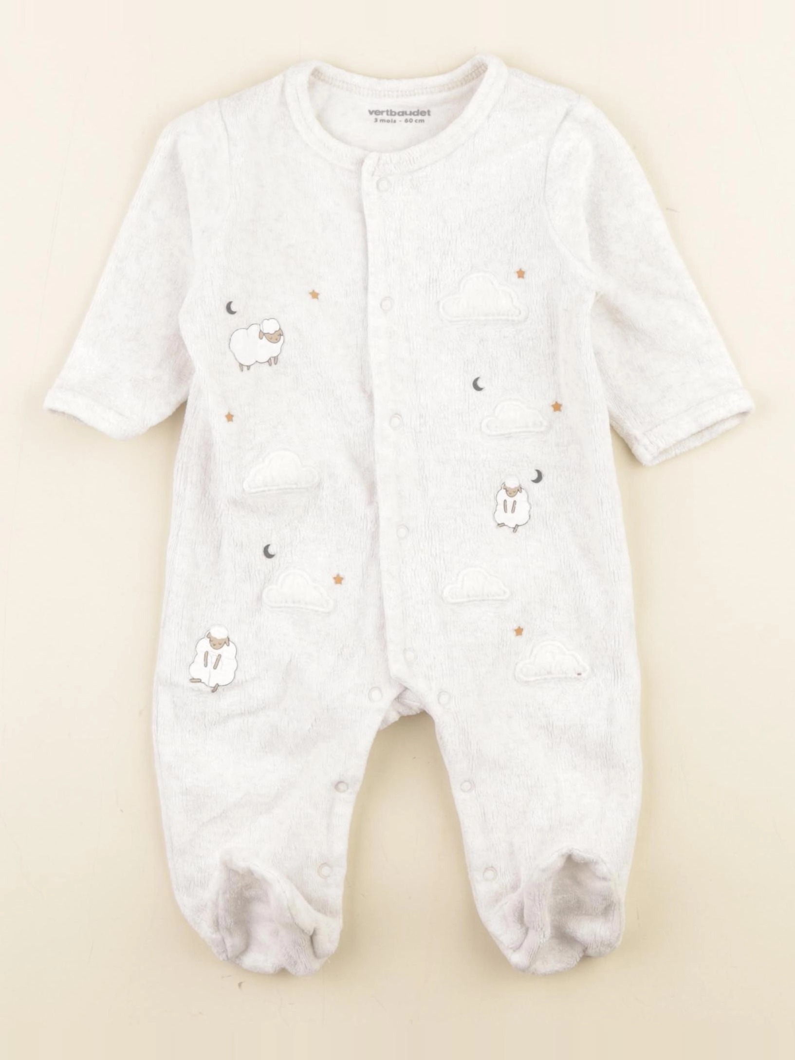 Vertbaudet - pyjama velours blanc - 3 mois