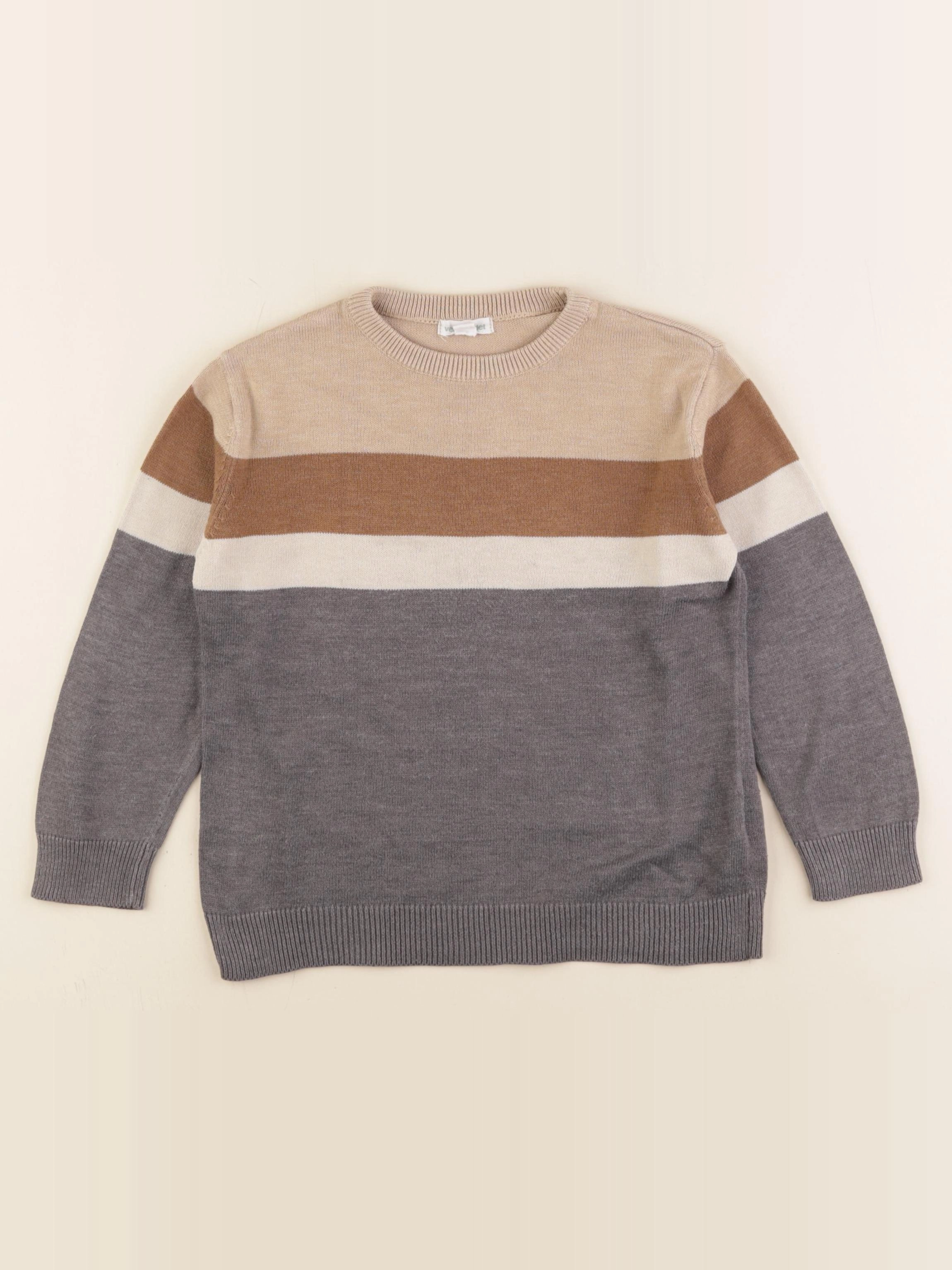 Vertbaudet - pull beige, gris - 6 ans