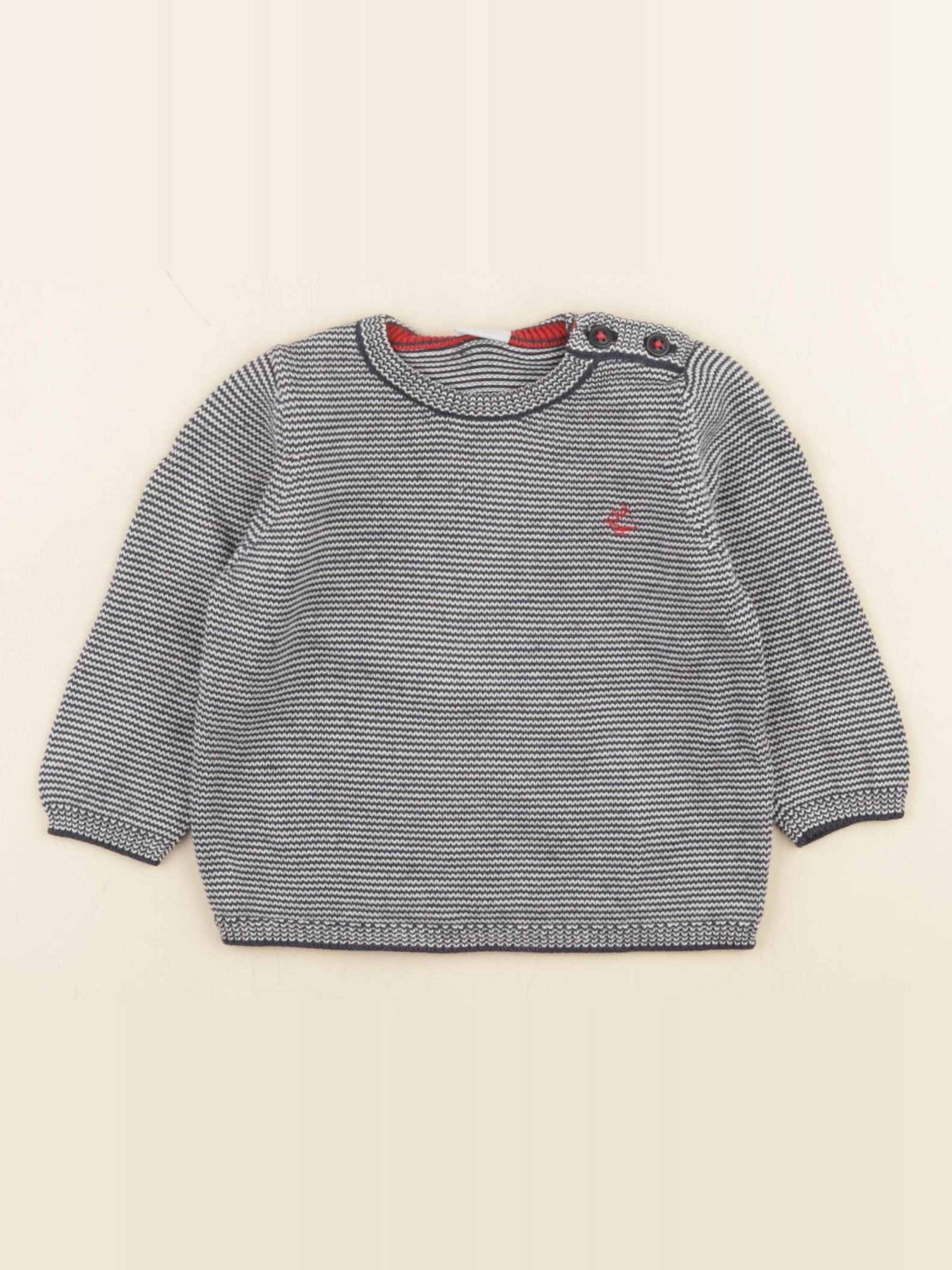 Petit Bateau - pull bleu - 6 mois