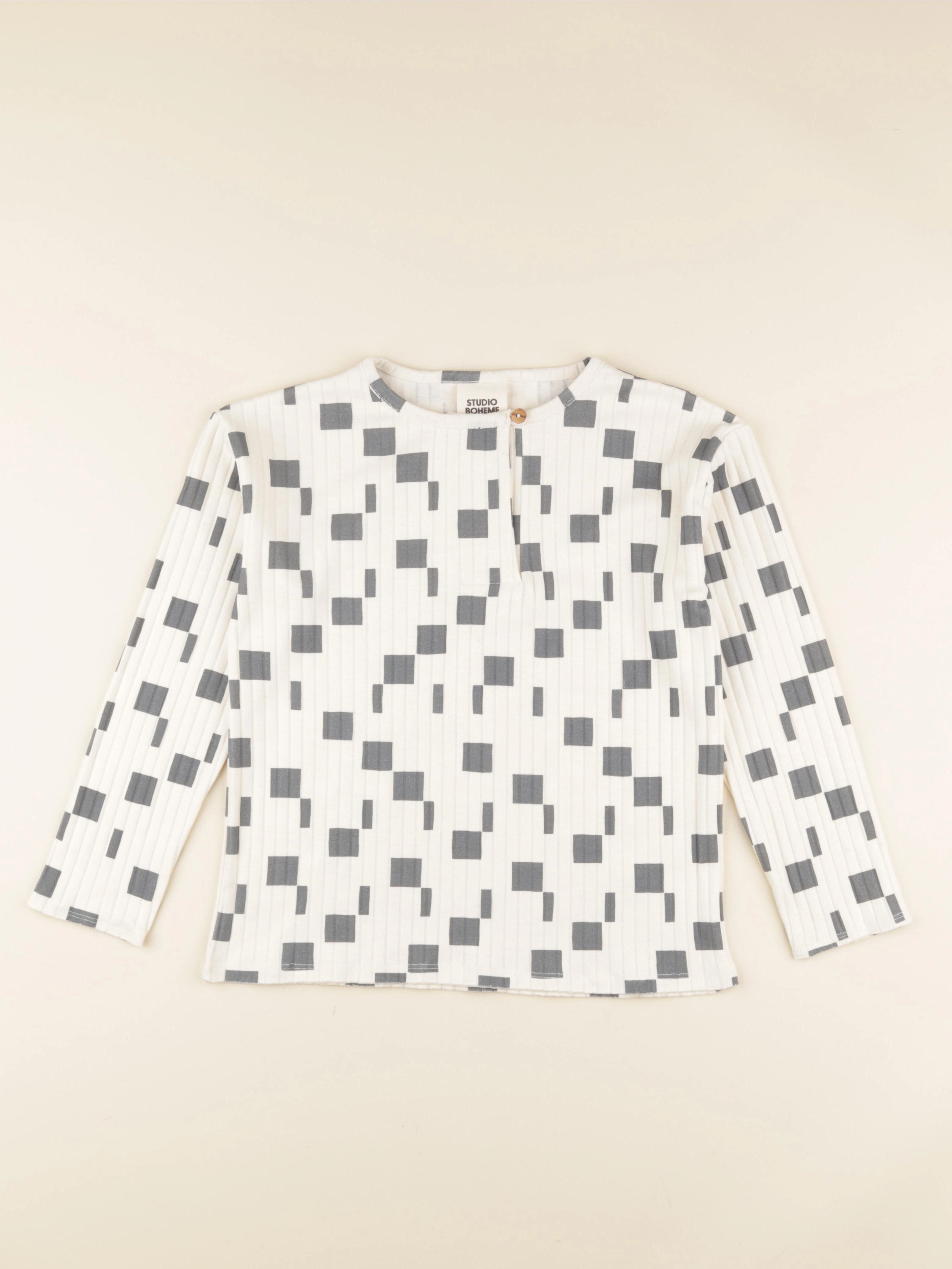 Studio Boheme - T-shirt Orso carres beige - 10 ans