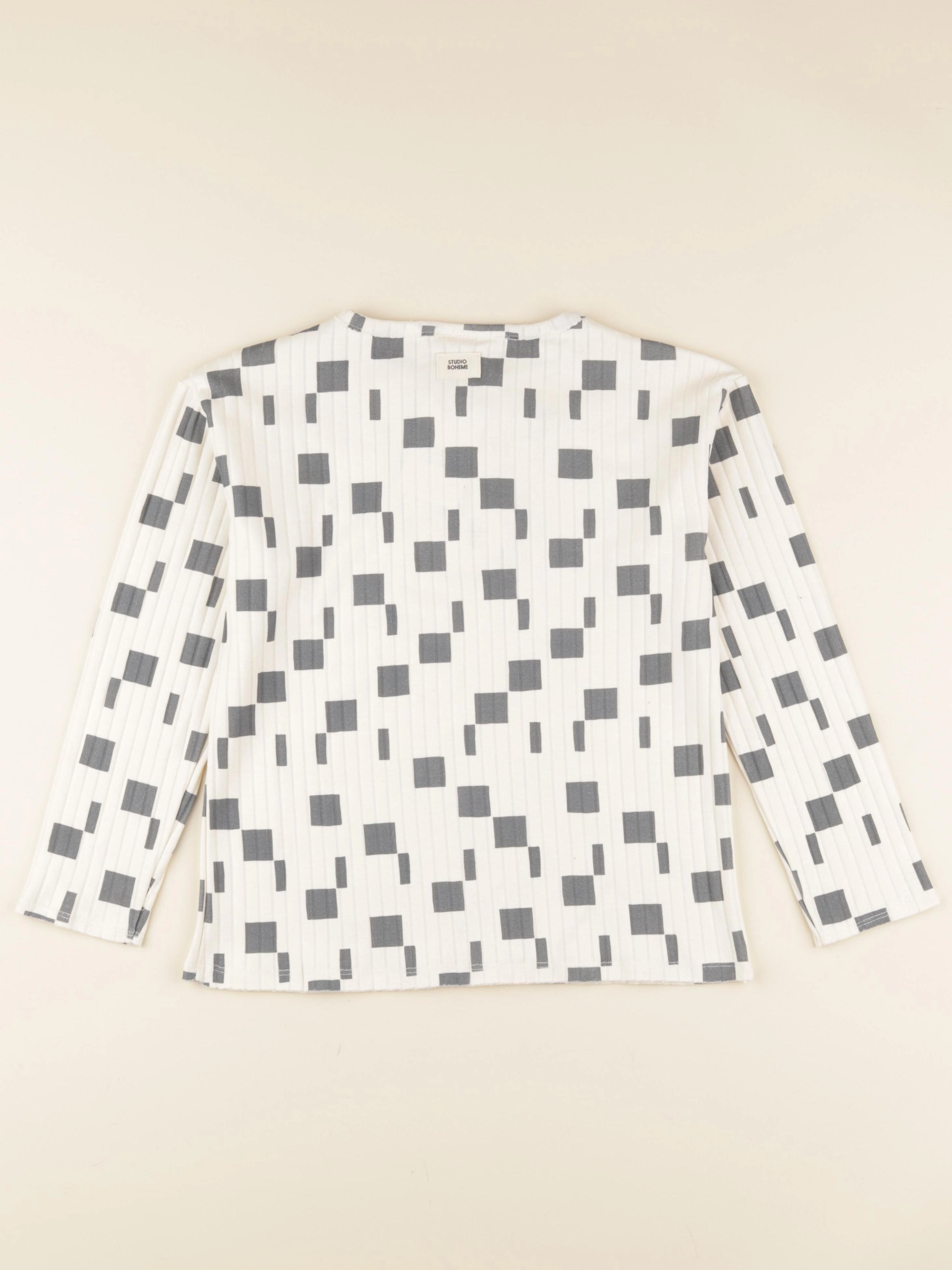 Studio Boheme - T-shirt Orso carres beige - 10 ans