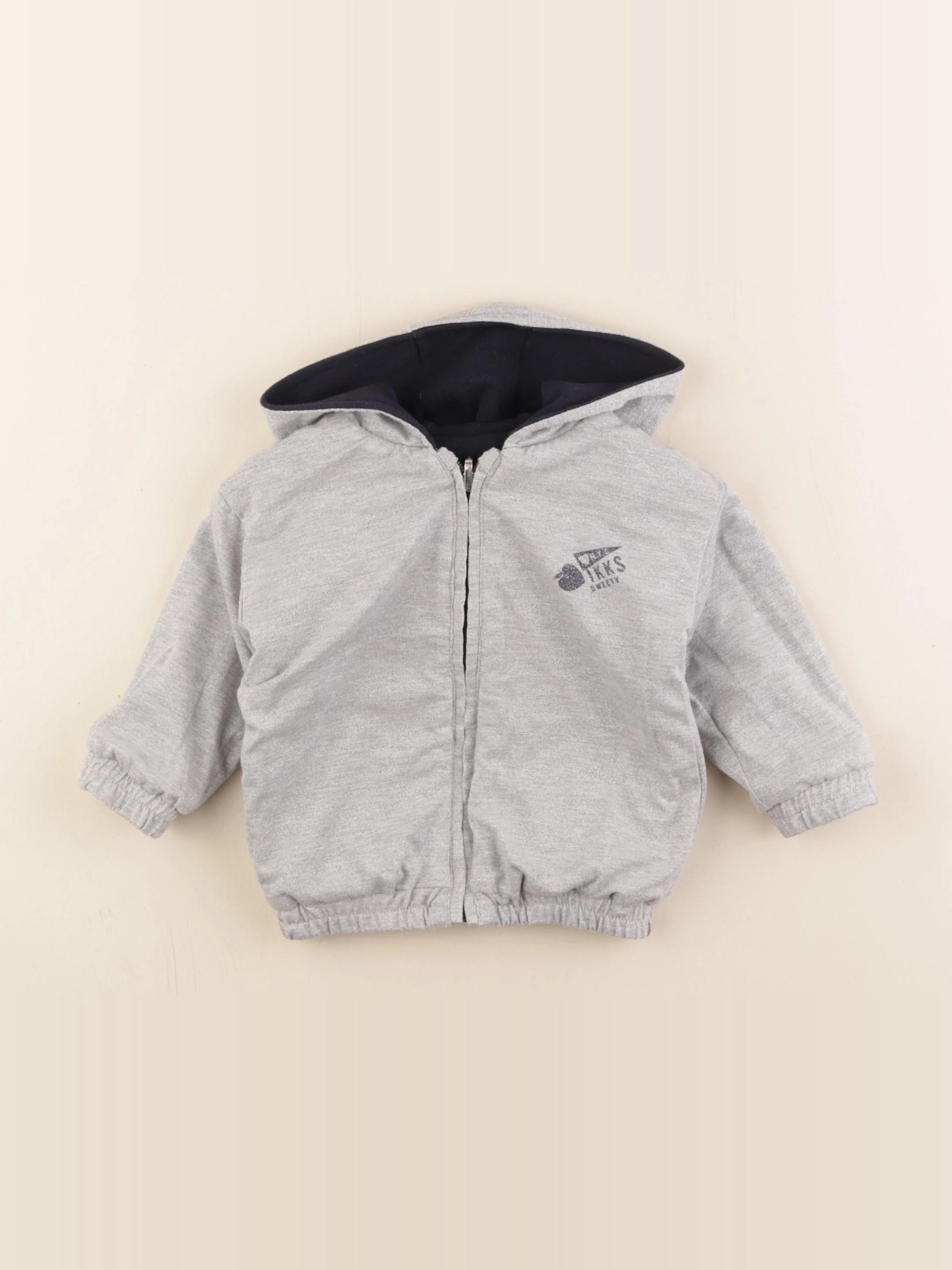 IKKS - sweat réversible bleu, argent - 12 mois