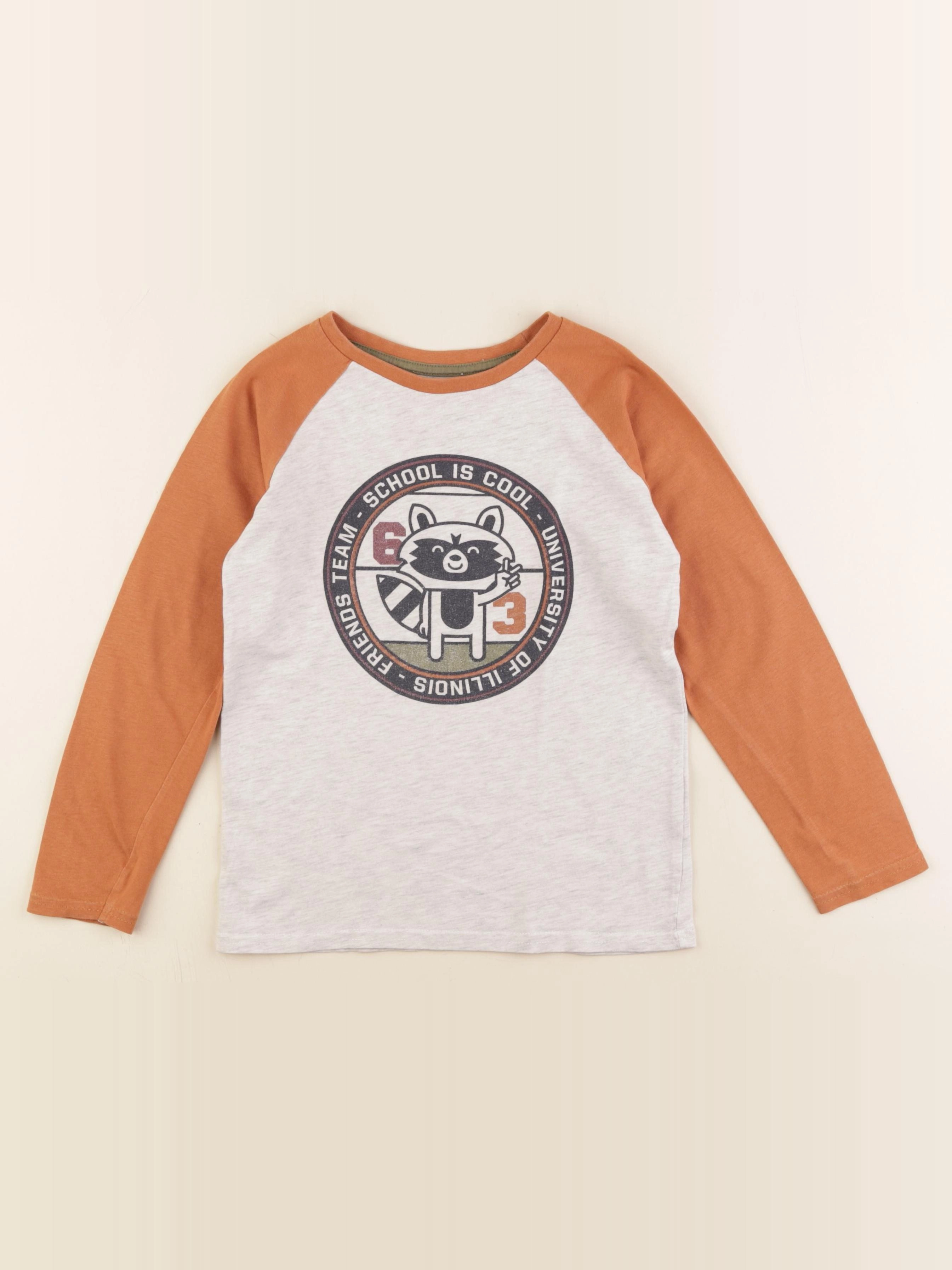 Vertbaudet - tee-shirt gris, marron - 8 ans