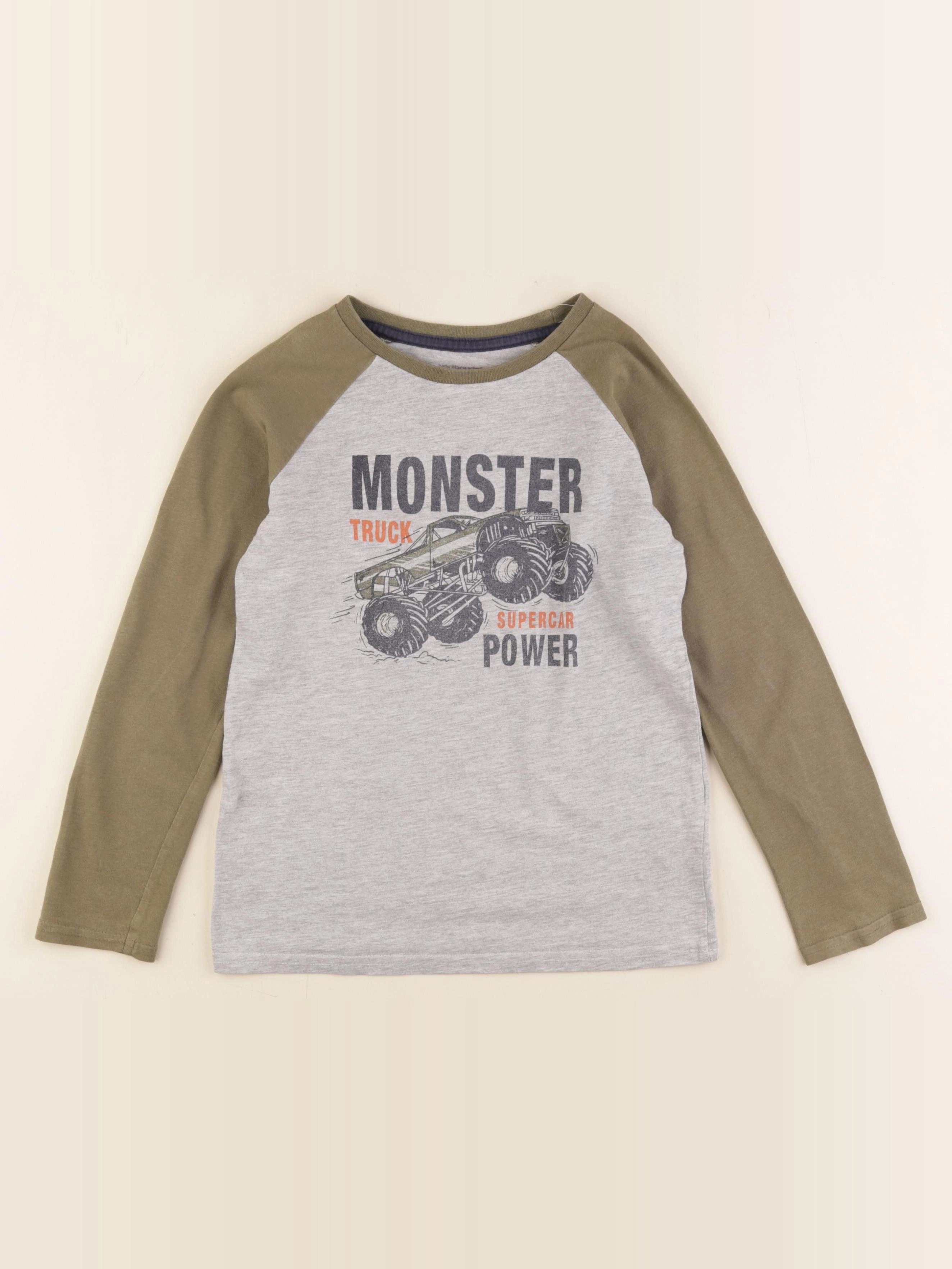 Vertbaudet - tee-shirt gris, vert - 8 ans