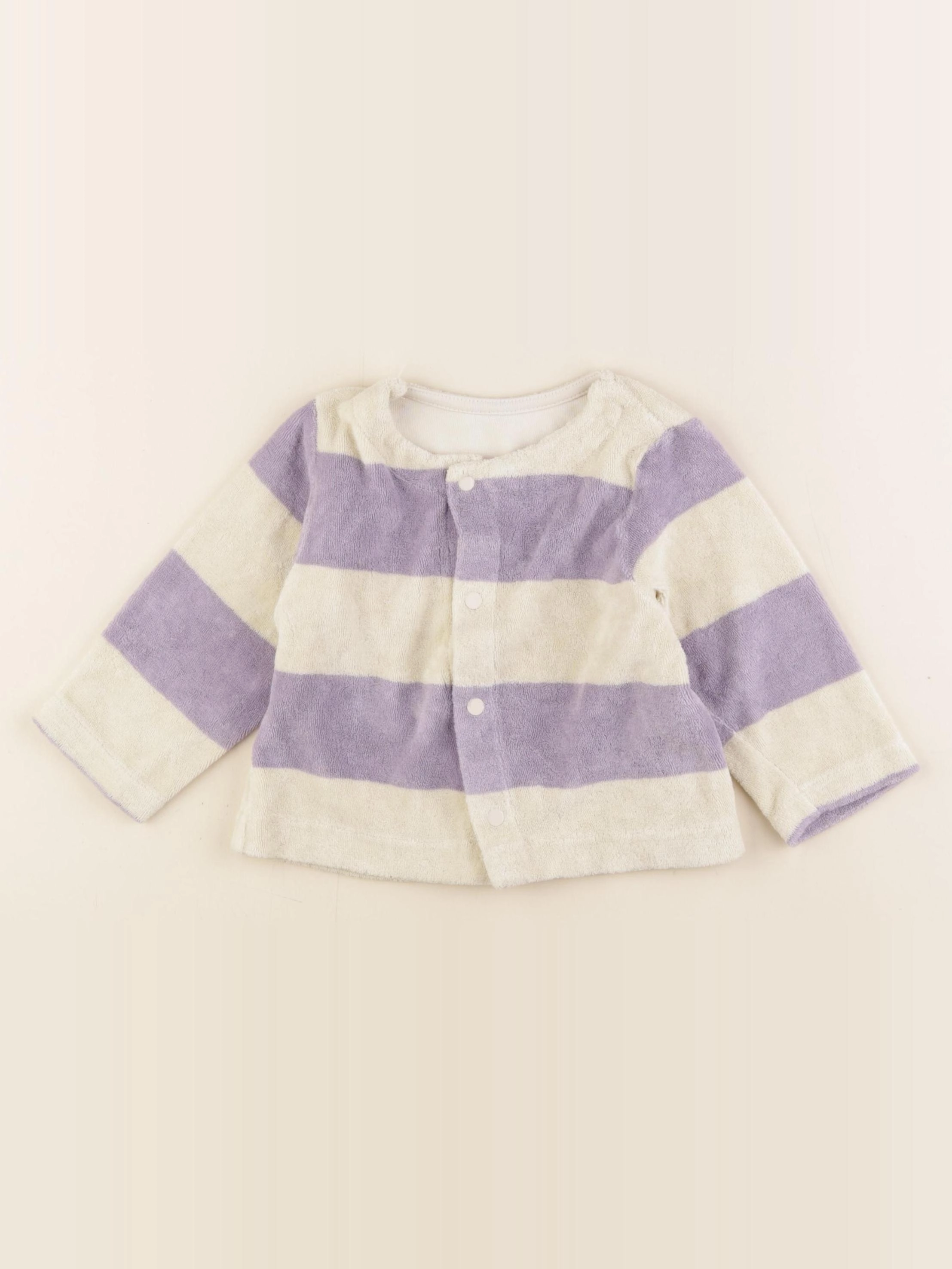 Poudre Organic - gilet éponge blanc, violet - 9 mois