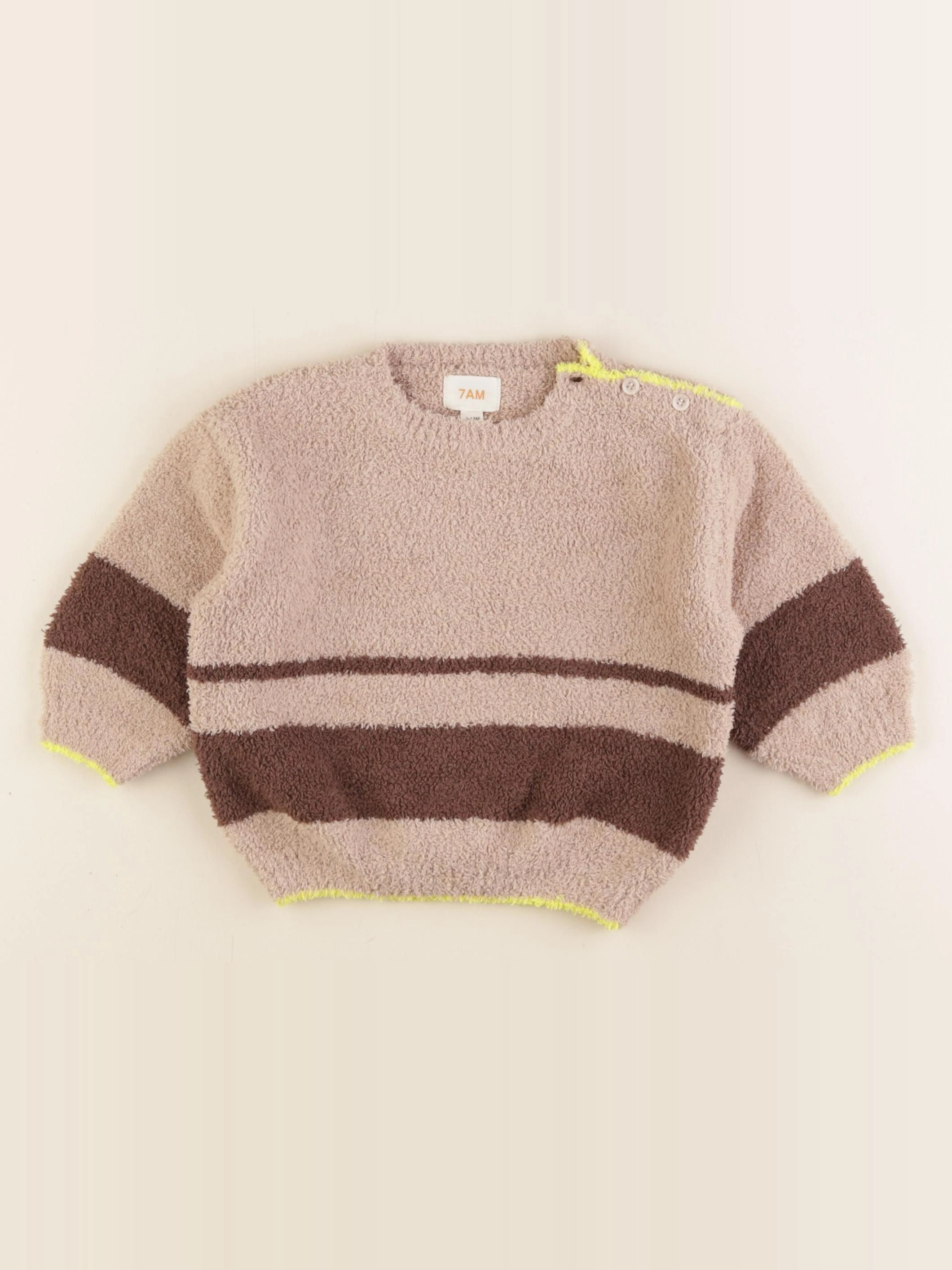 7 AM - pull marron - 9/12 mois