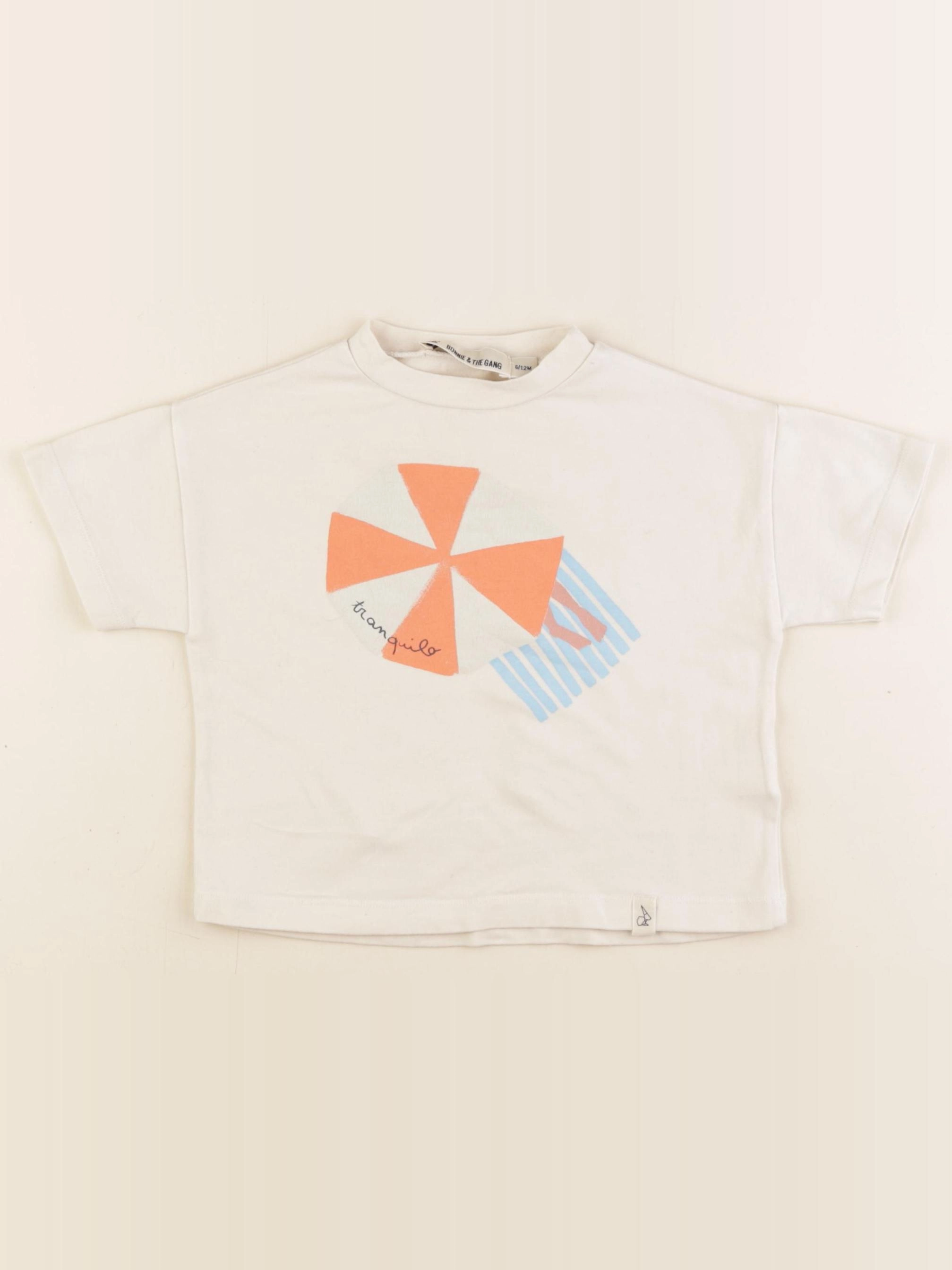 Bonnie & The Gang - tee-shirt blanc, orange - 6/12 mois