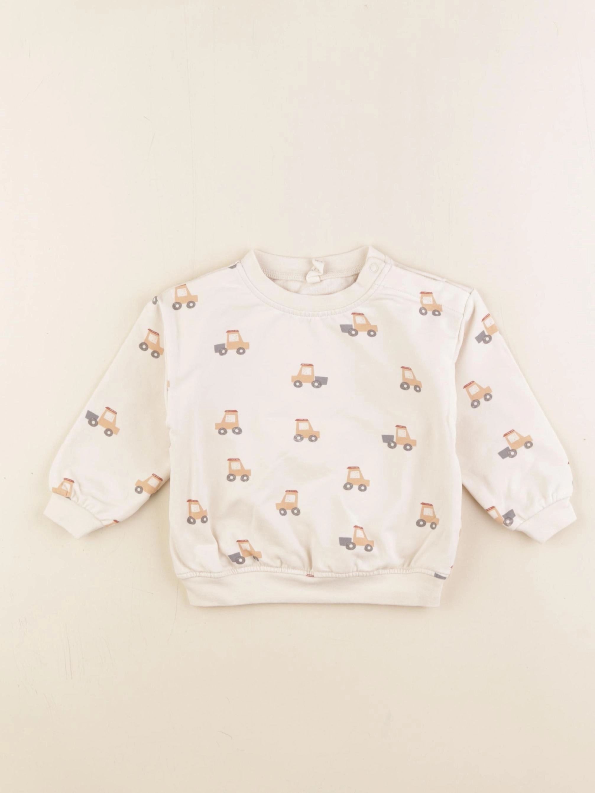 Quincy Mae - sweat blanc, marron - 18/24 mois