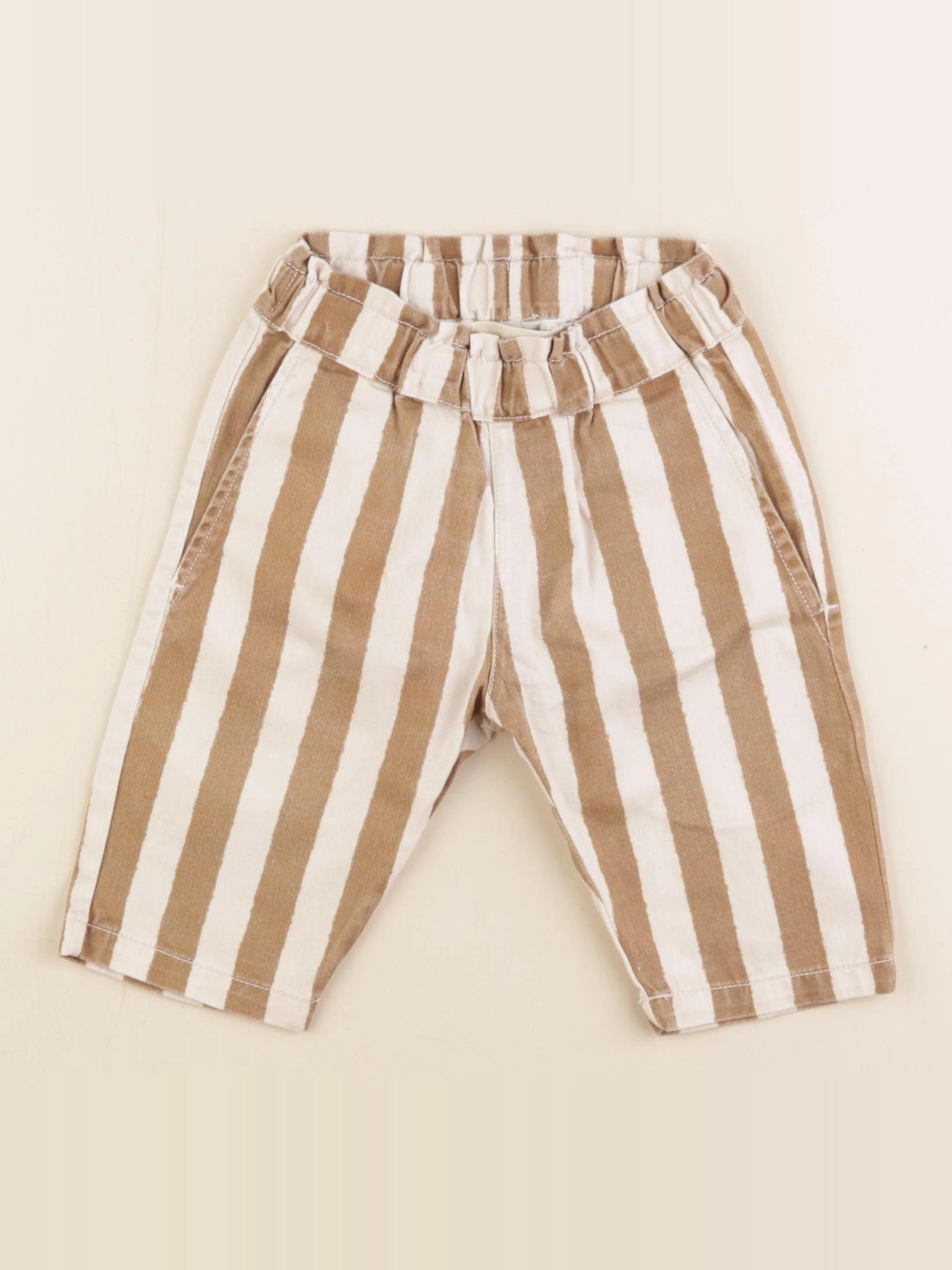 Bonnie & The Gang - pantalon blanc, marron - 3/6 mois