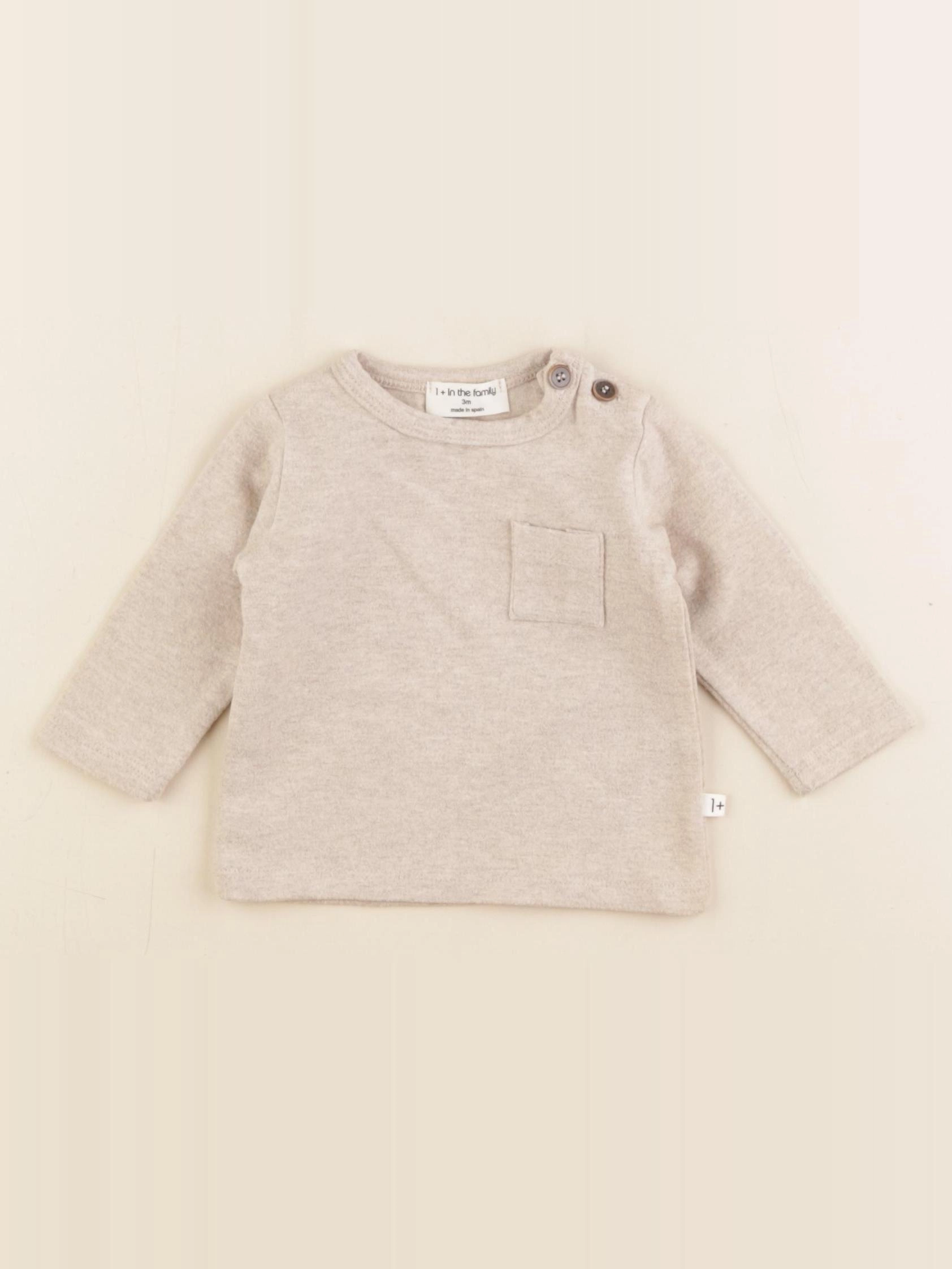 1+ In the family - tee-shirt beige - 12 mois