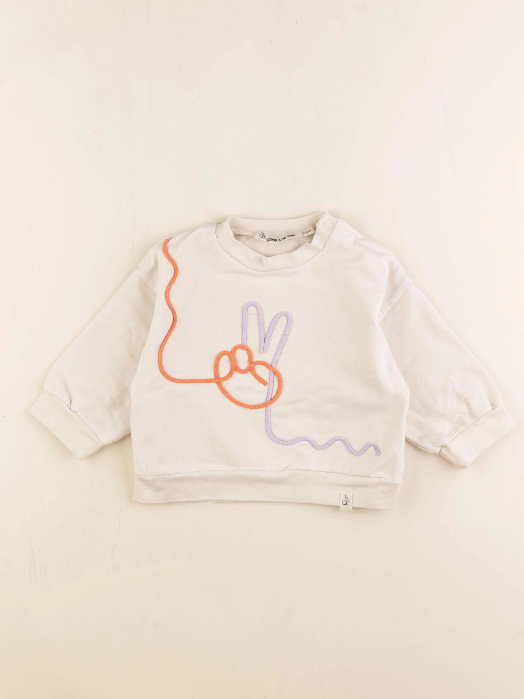 Bonnie & The Gang - sweat blanc - 6/12 mois