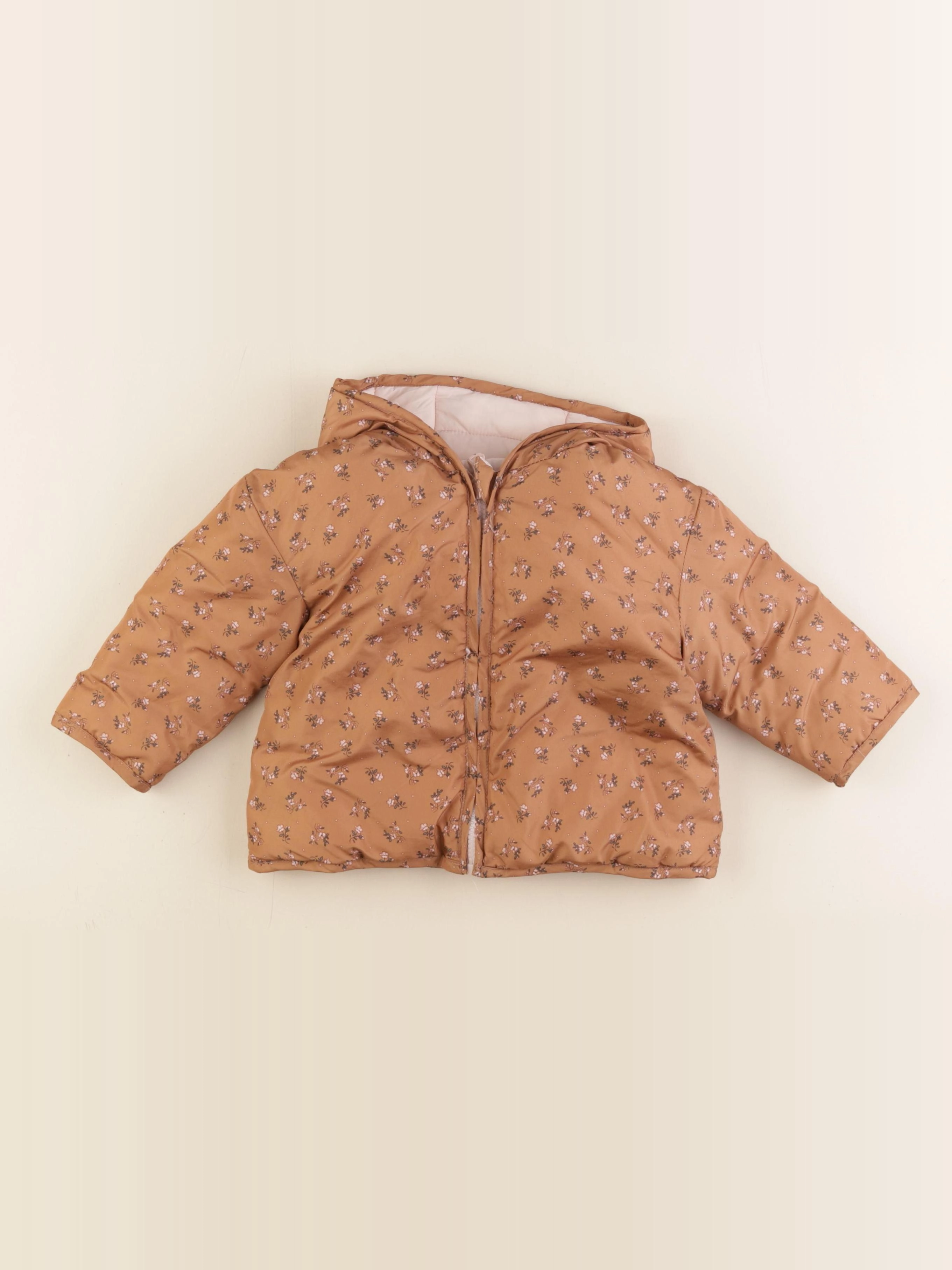 Vertbaudet - doudoune réversible marron, rose - 12/18 mois