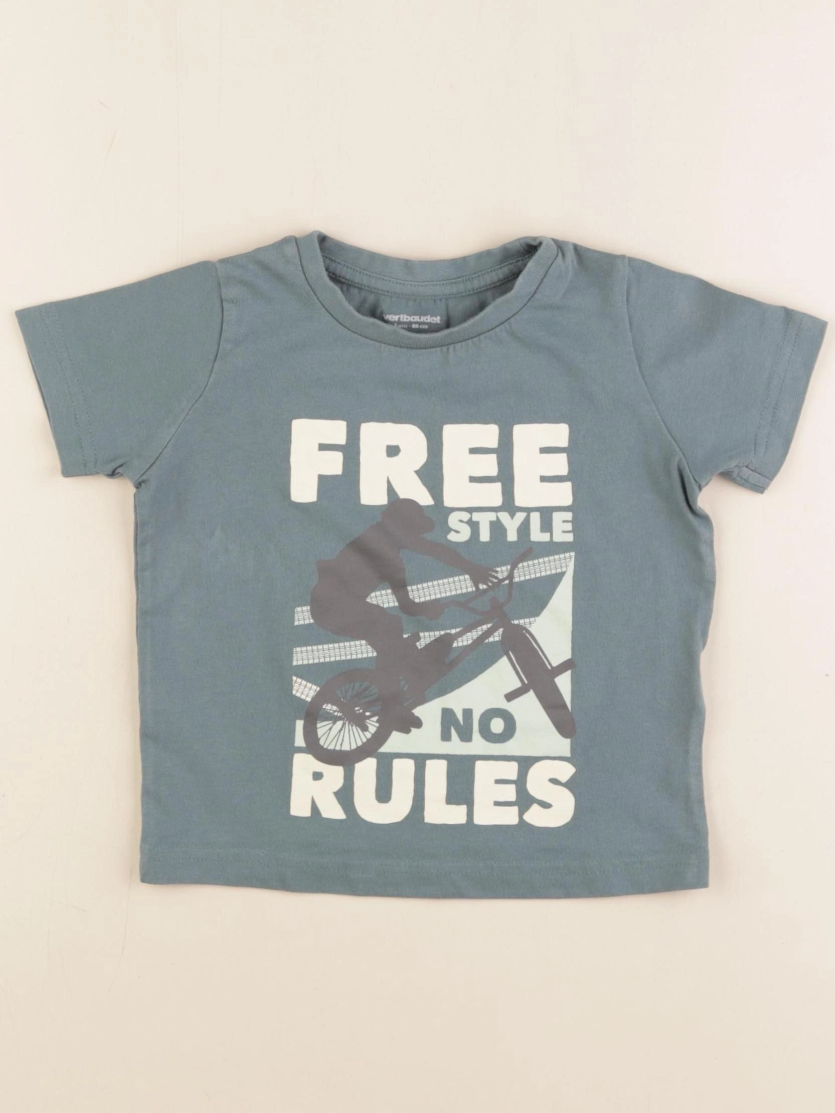 Vertbaudet - tee-shirt bleu - 2 ans