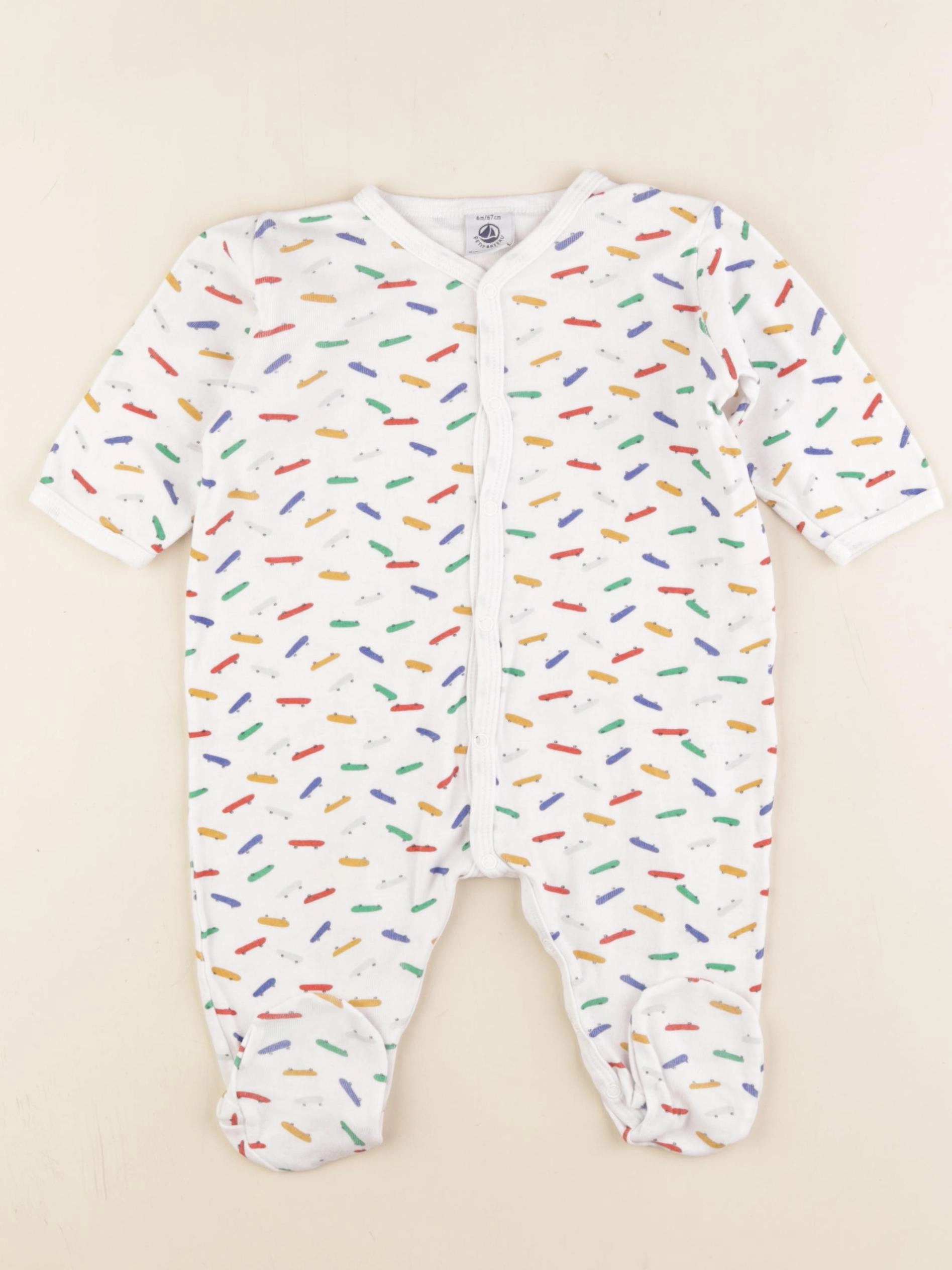 Petit Bateau - pyjama coton blanc - 6 mois