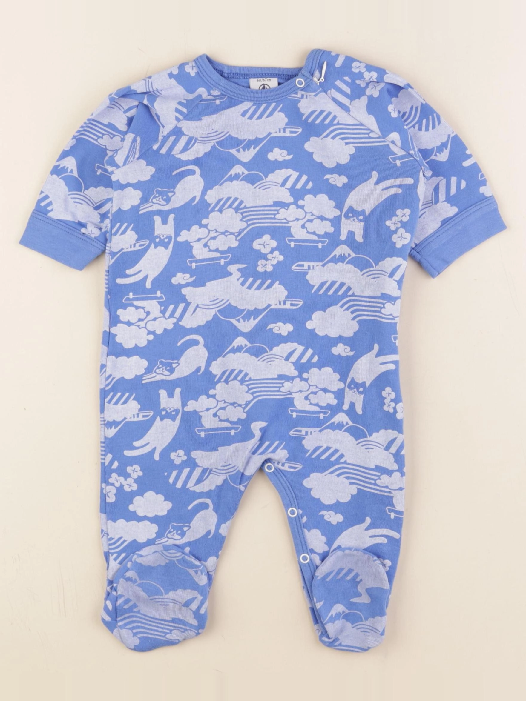 Petit Bateau - pyjama coton bleu - 6 mois