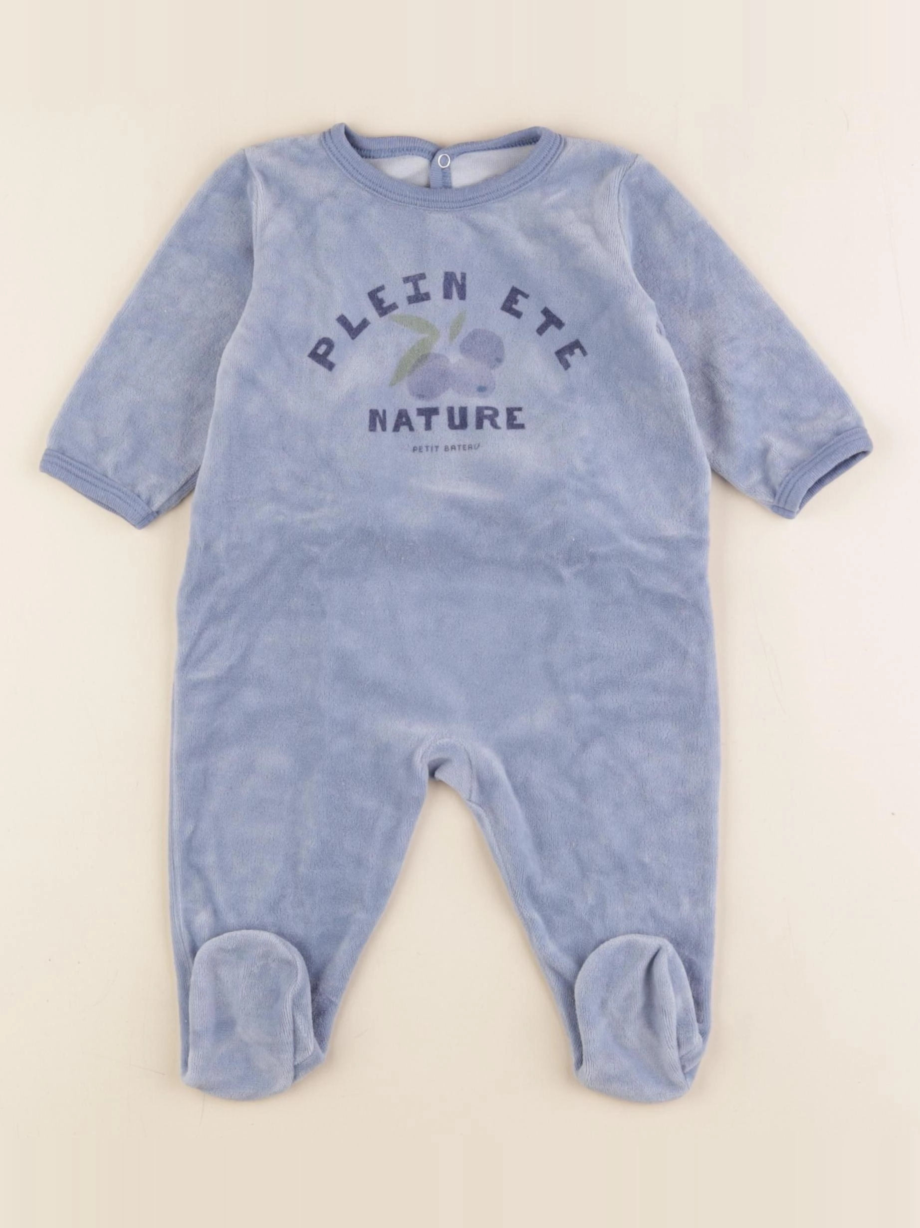 Petit Bateau - pyjama velours bleu - 6 mois