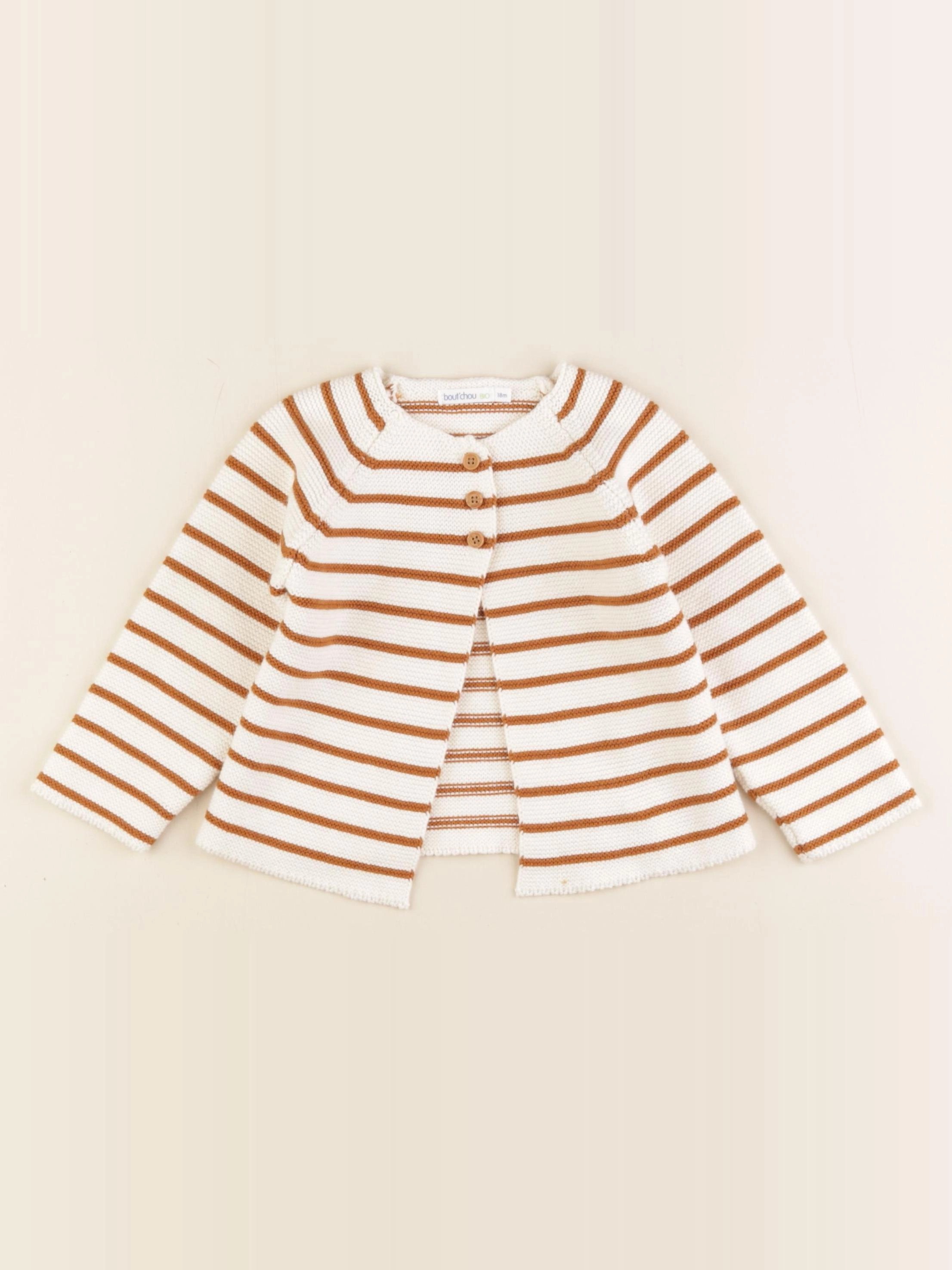 Boutchou - gilet blanc, marron - 18 mois