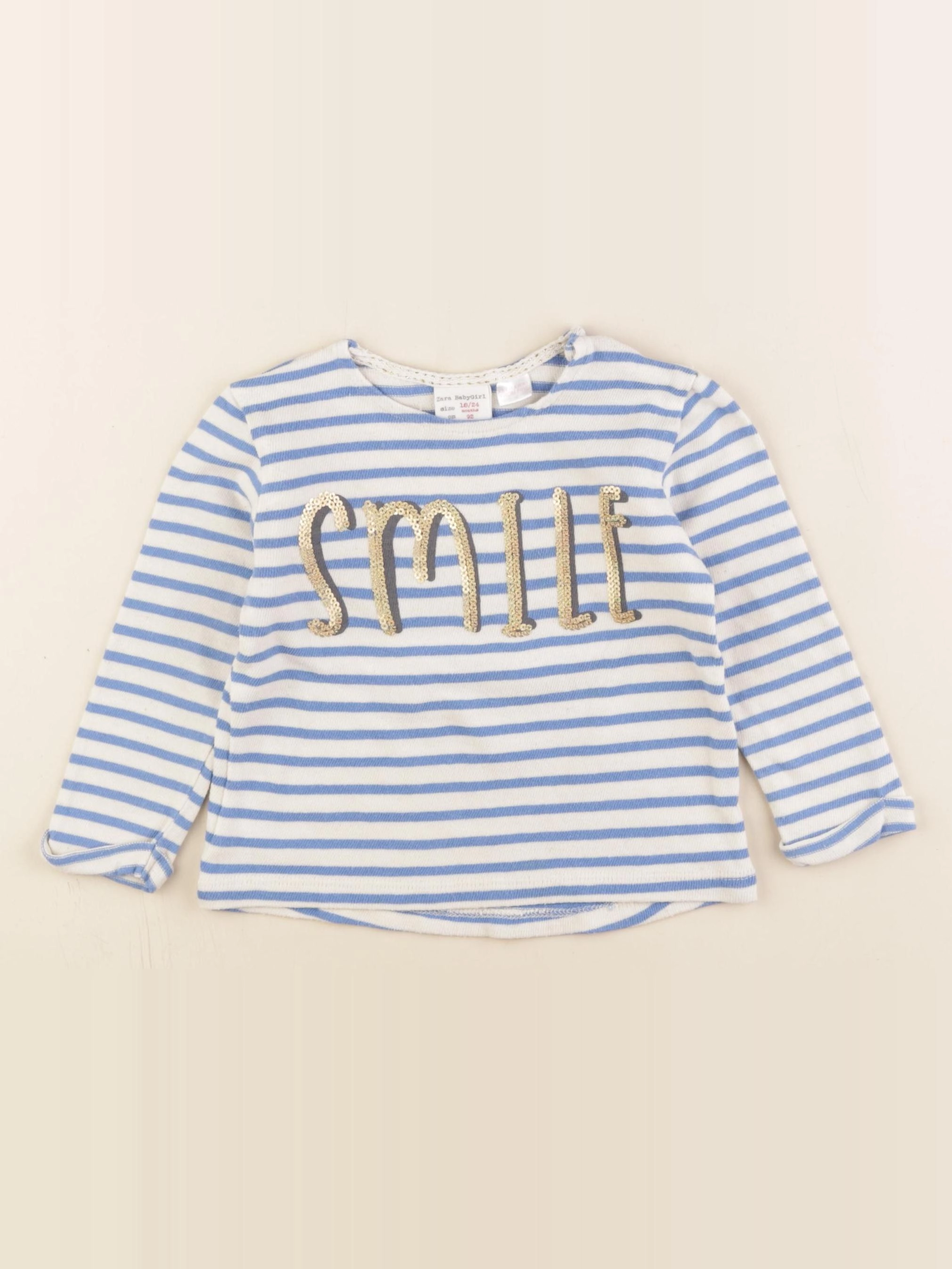 Zara - sweat blanc, bleu - 18/24 mois