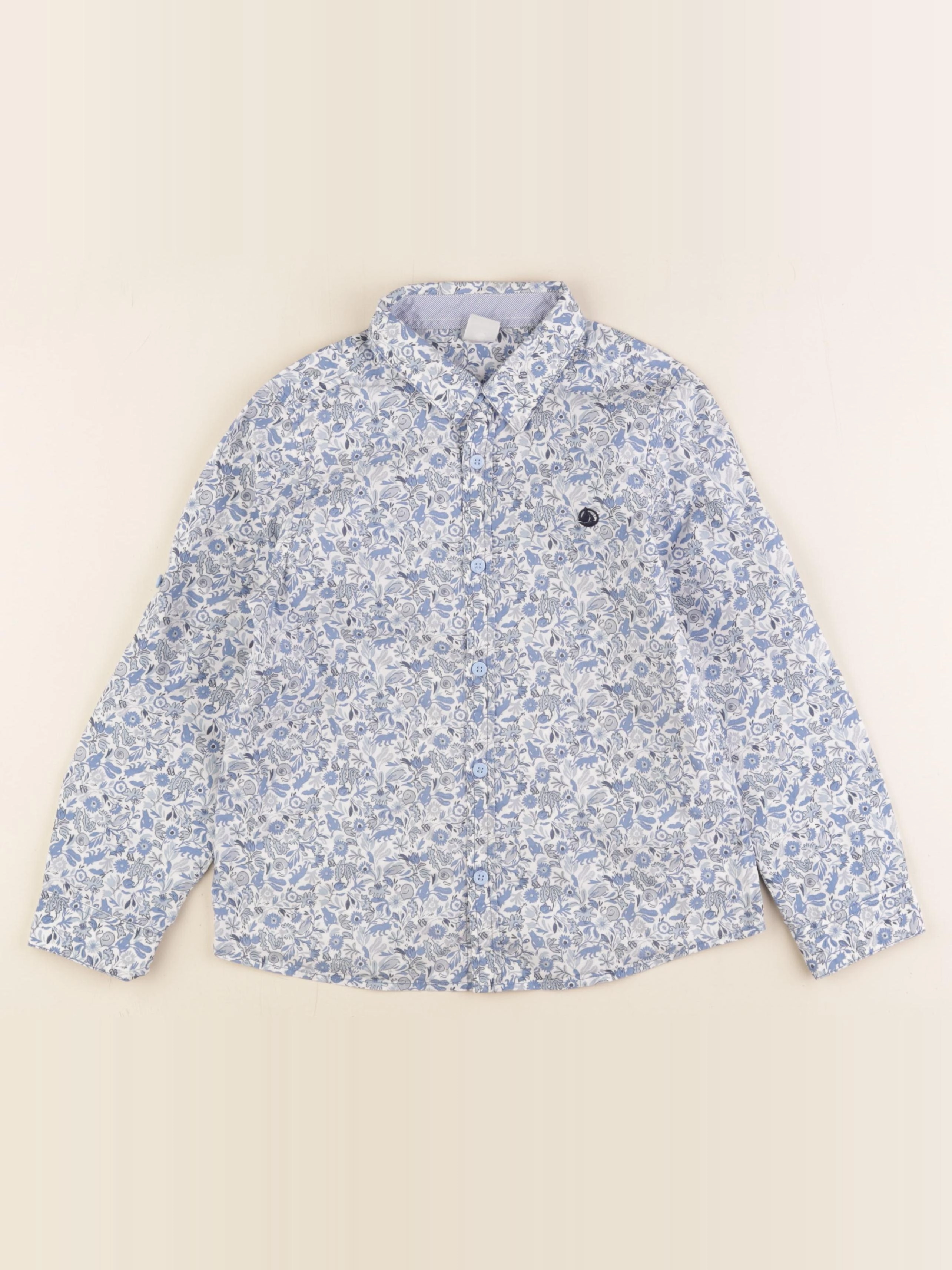 Petit Bateau - chemise bleu, blanc - 8 ans