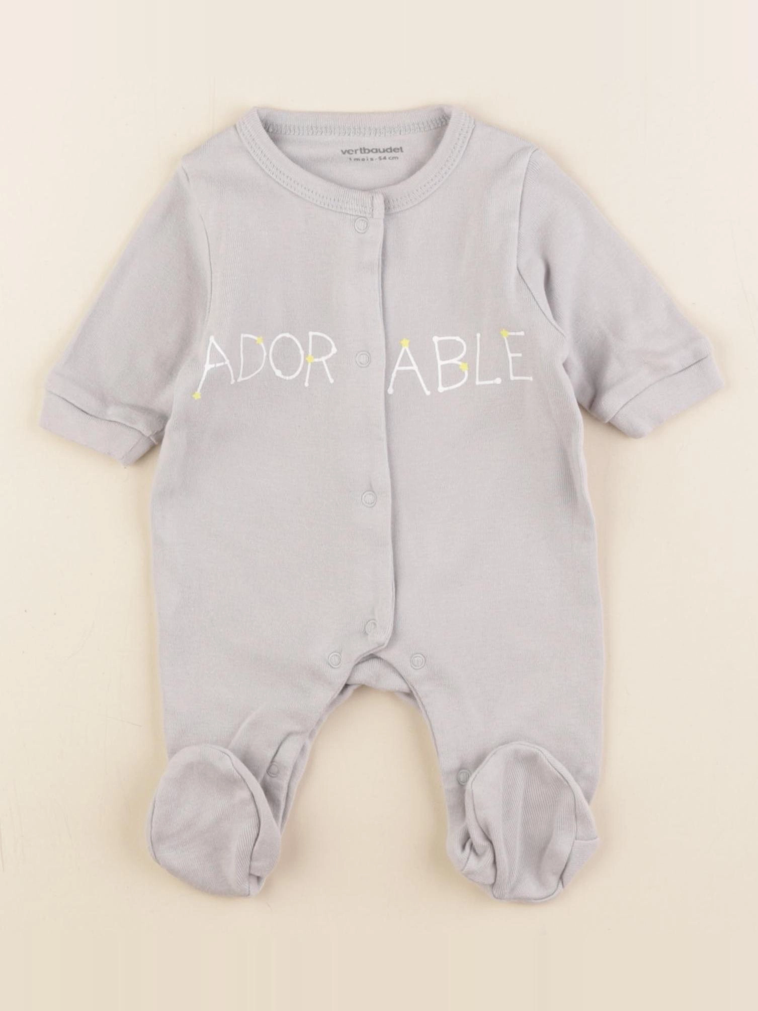 Vertbaudet - pyjama coton gris - 1 mois