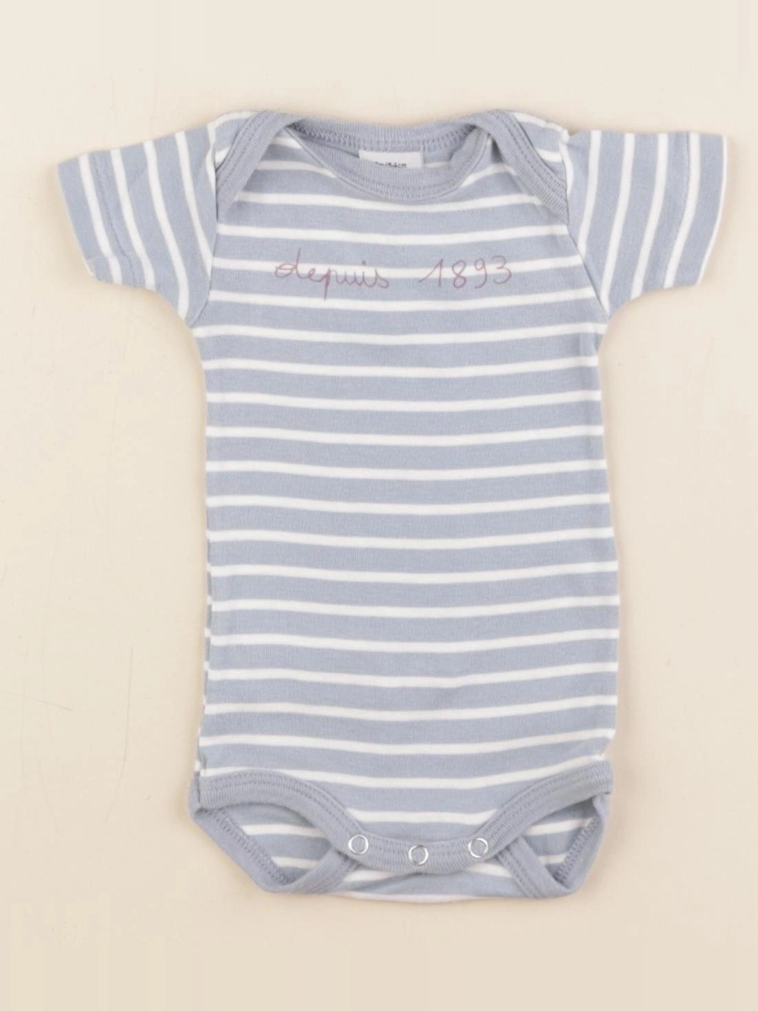 Petit Bateau - body blanc, bleu - 1 mois