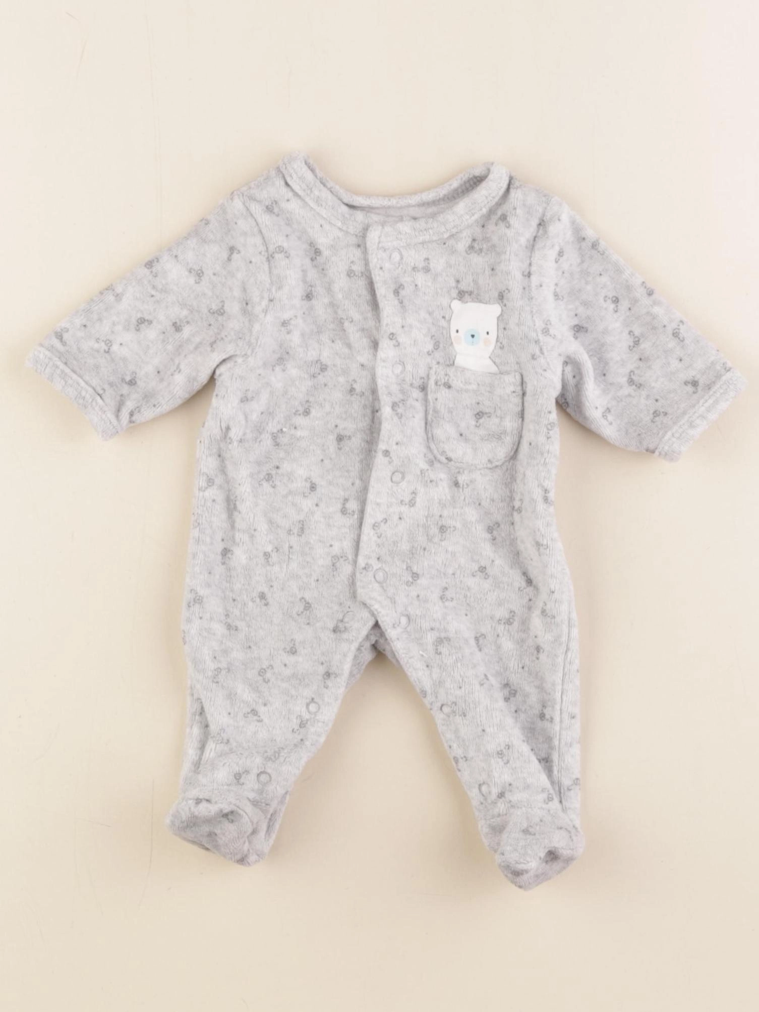 Vertbaudet - pyjama velours gris - 0 mois