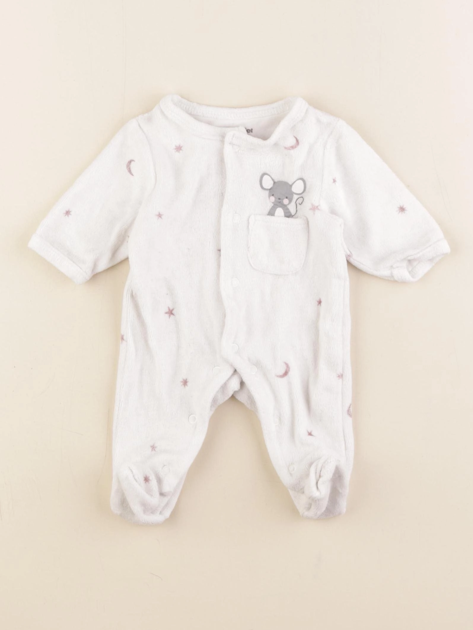 Vertbaudet - pyjama velours blanc - 0 mois