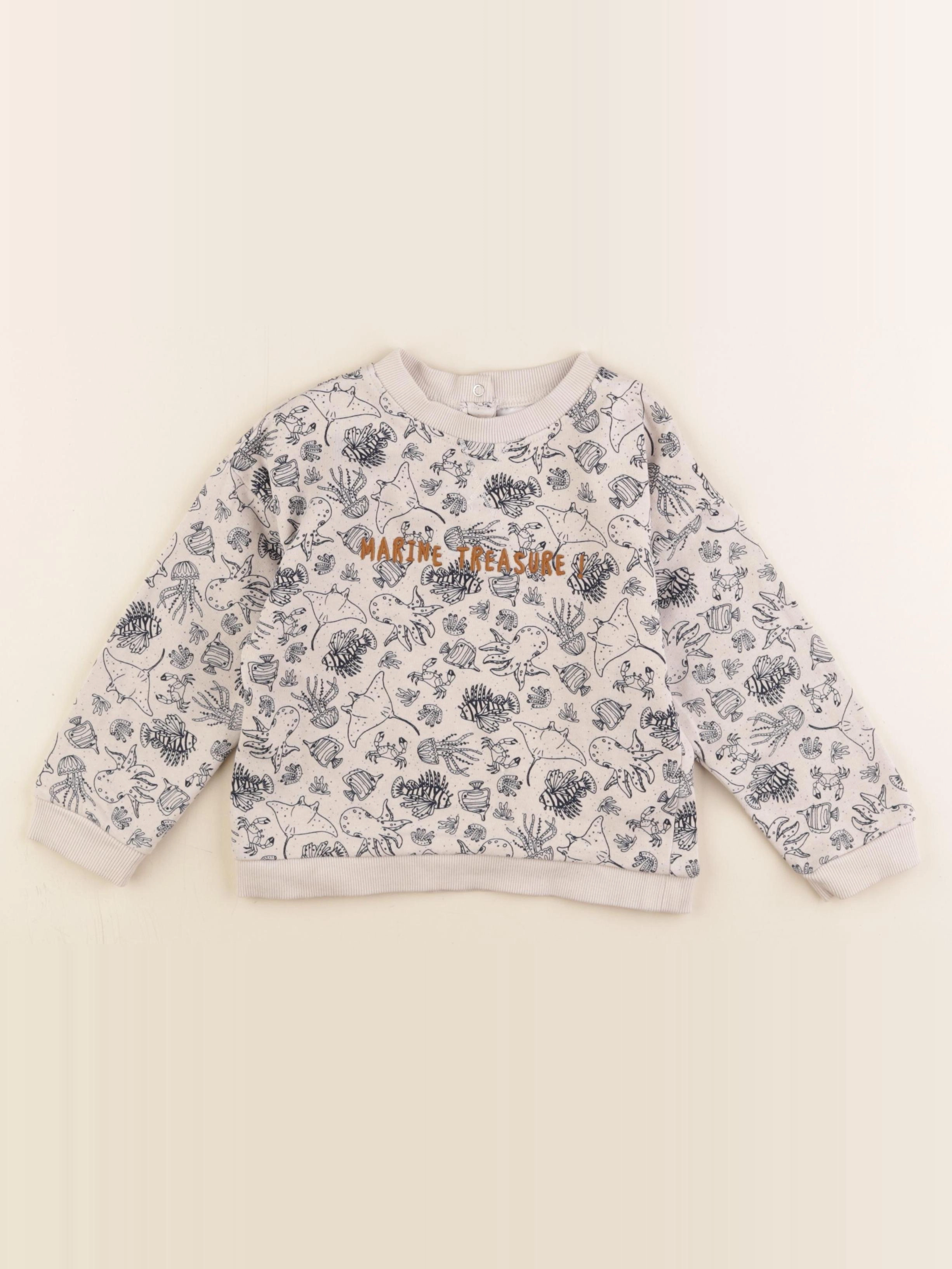 Vertbaudet - sweat beige, noir - 3 ans
