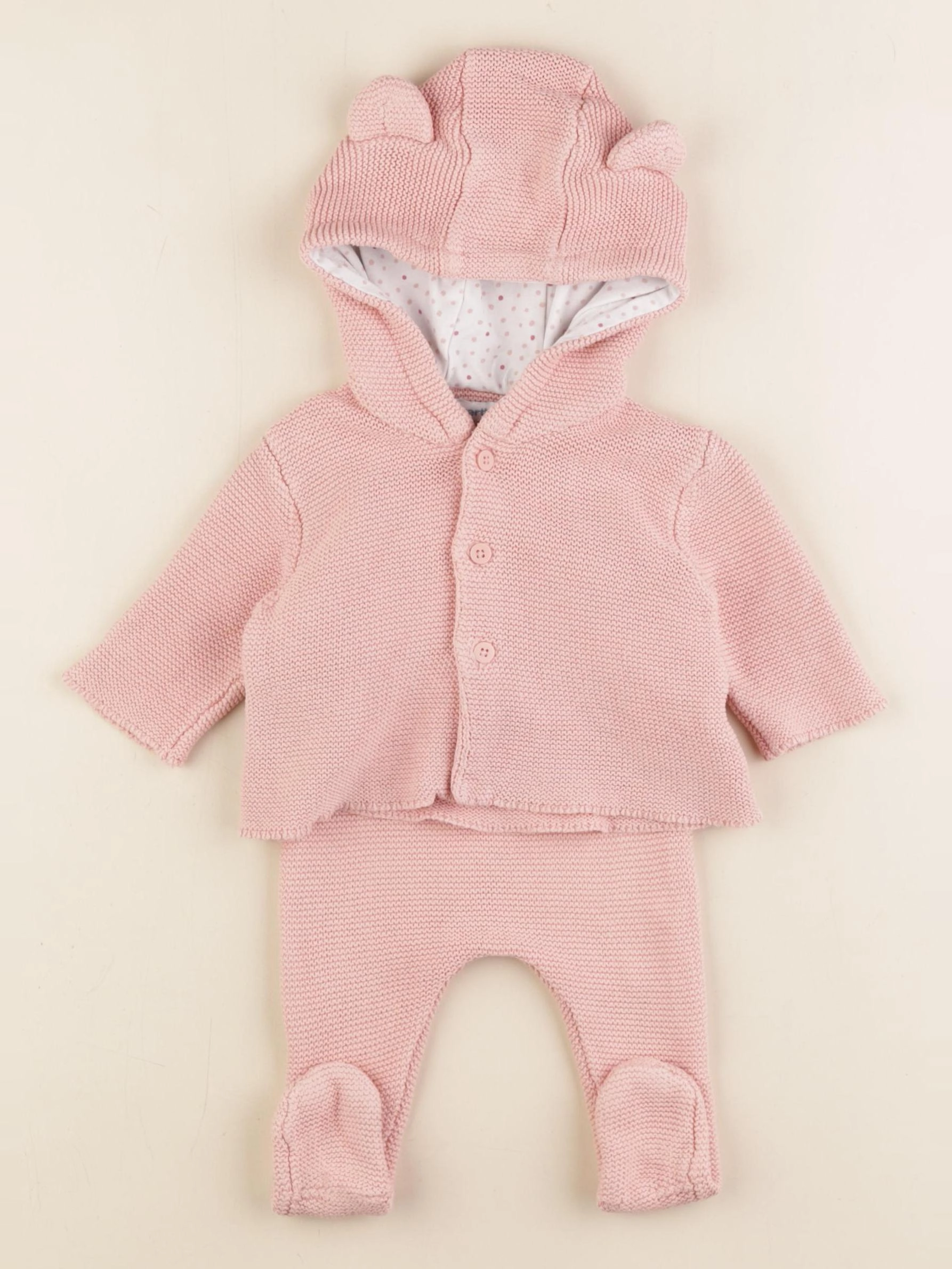 Vertbaudet - ensemble rose - 1 mois