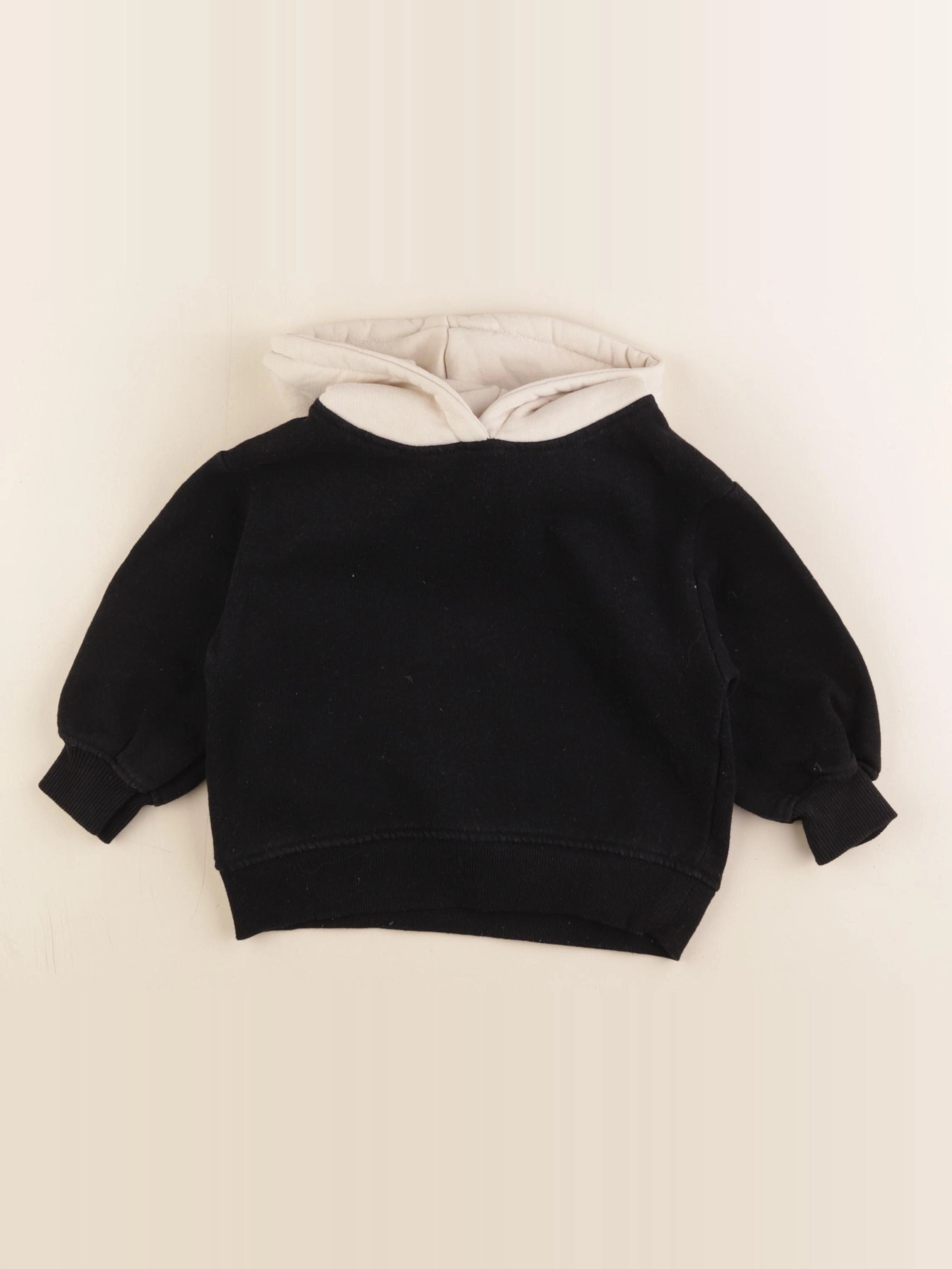 Zara - sweat beige, noir - 12/18 mois