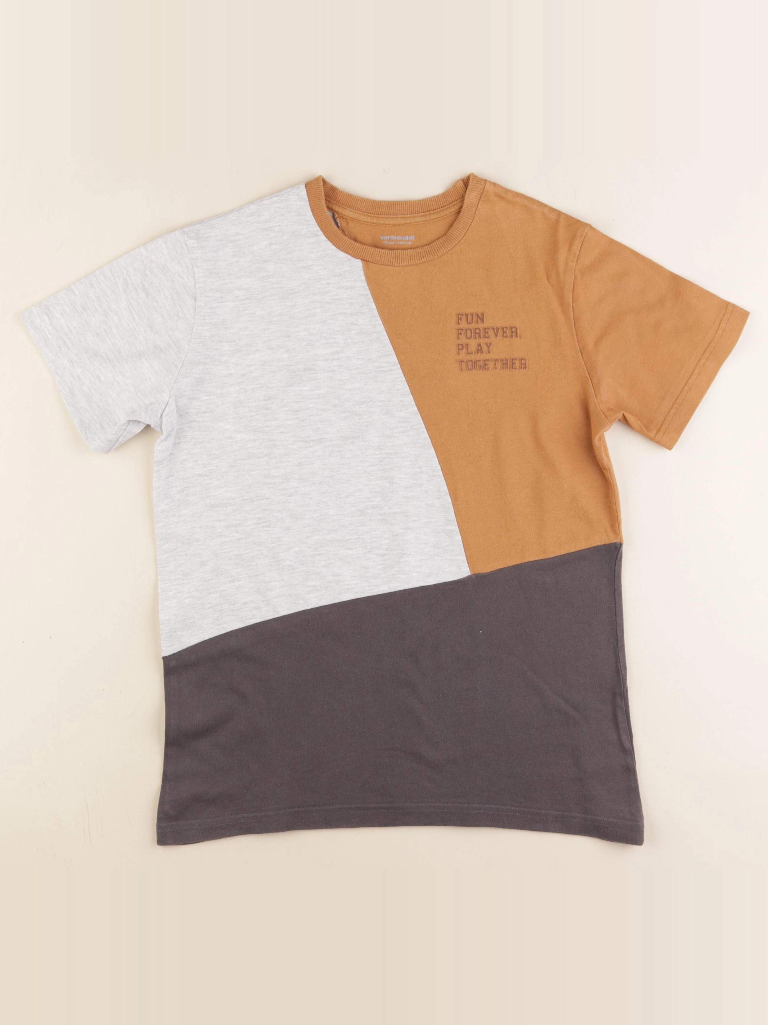Vertbaudet - tee-shirt marron, gris - 12 ans