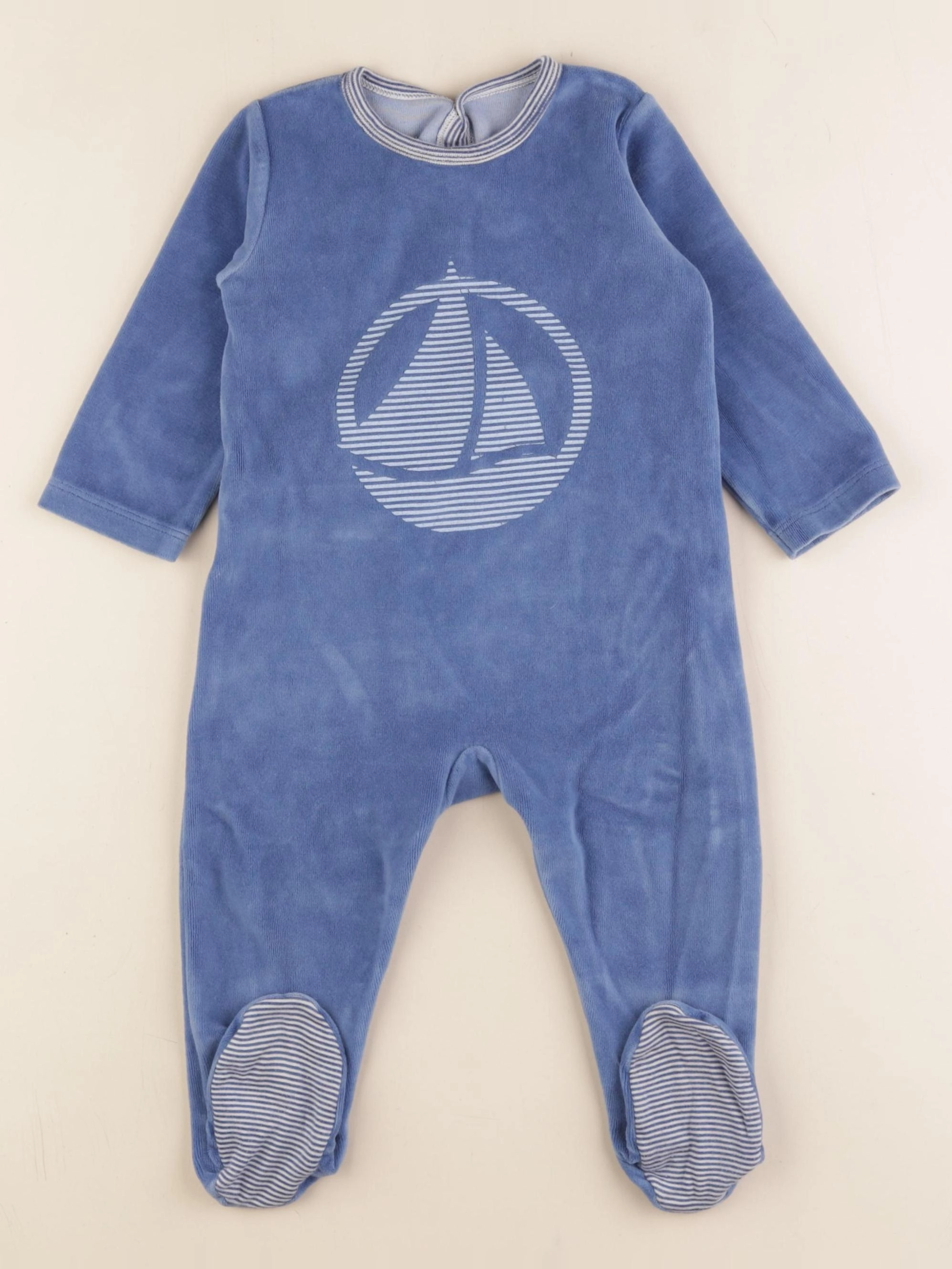 Petit Bateau - pyjama velours bleu - 18 mois