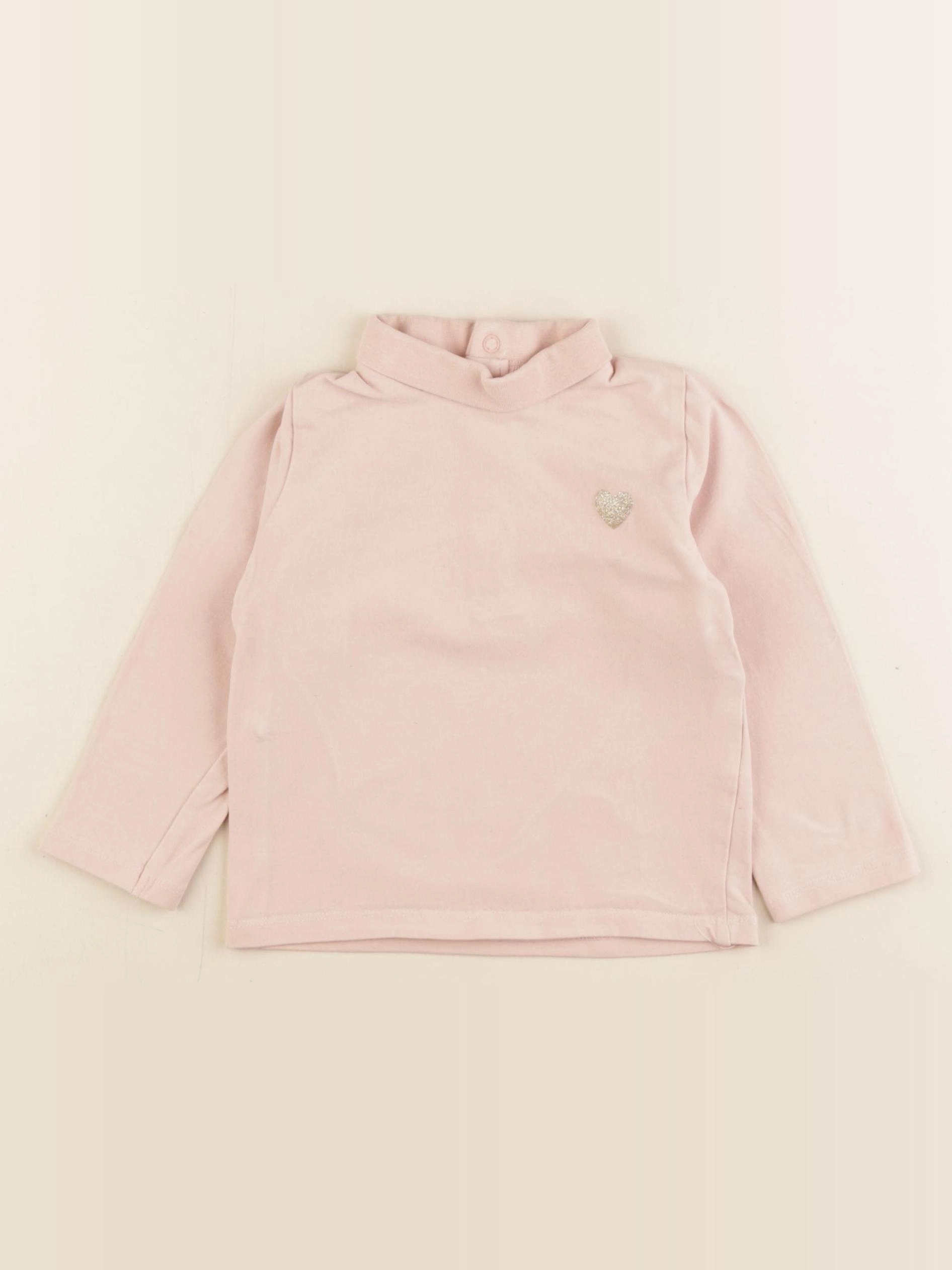 Vertbaudet - sous-pull rose, or - 18 mois