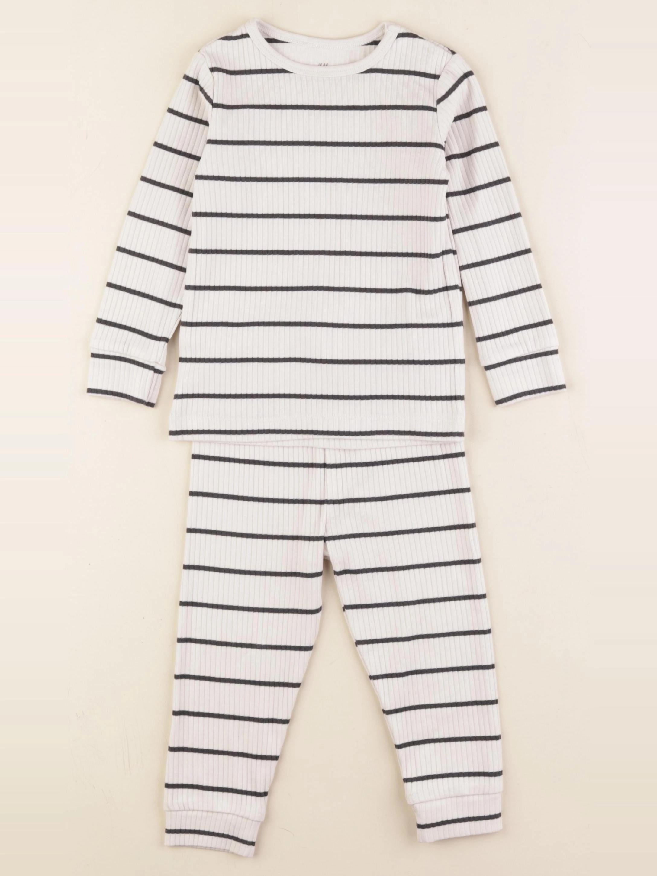 H&M - pyjama coton beige, noir - 12/18 mois