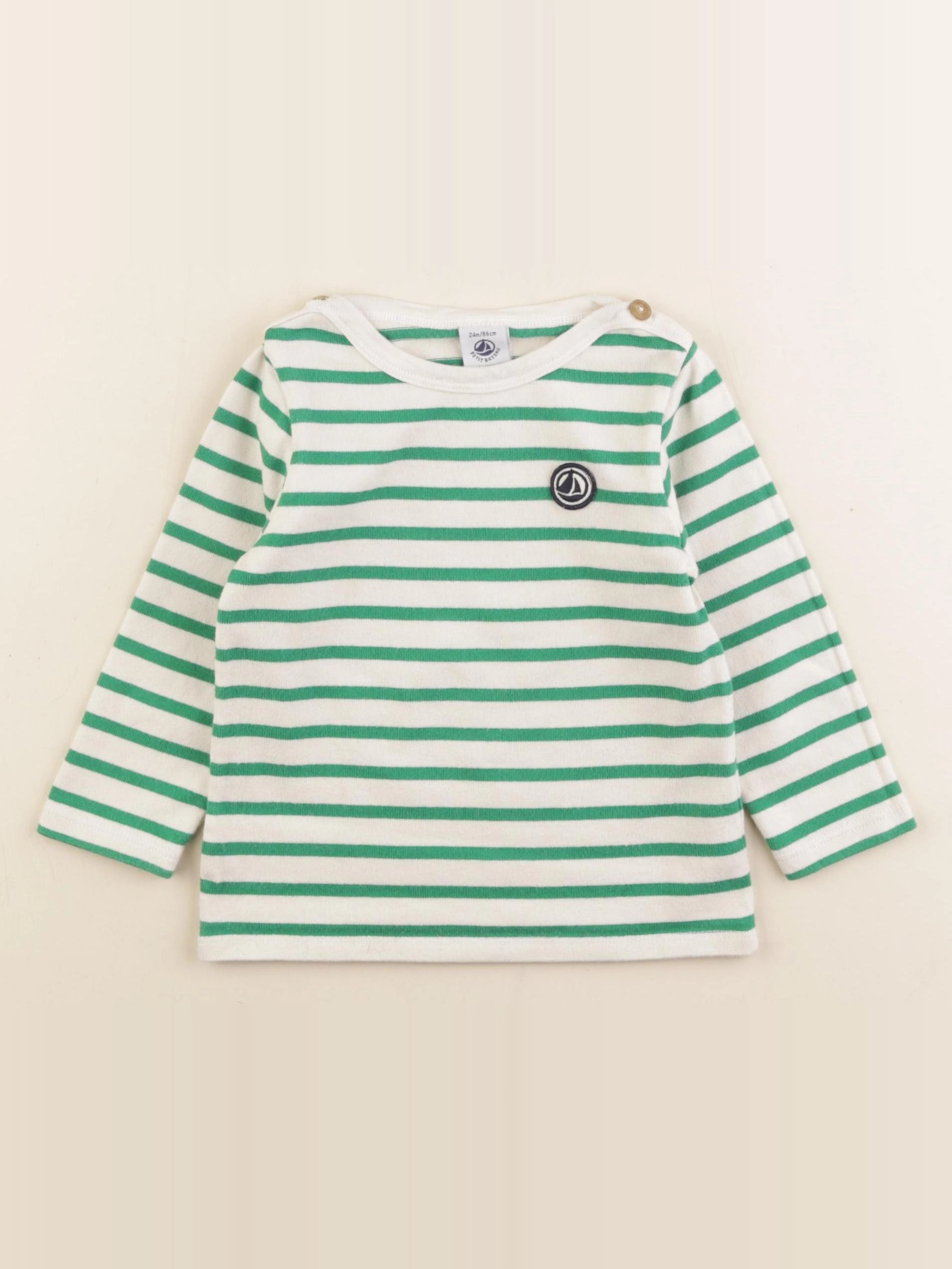 Petit Bateau - tee-shirt beige, vert - 24 mois