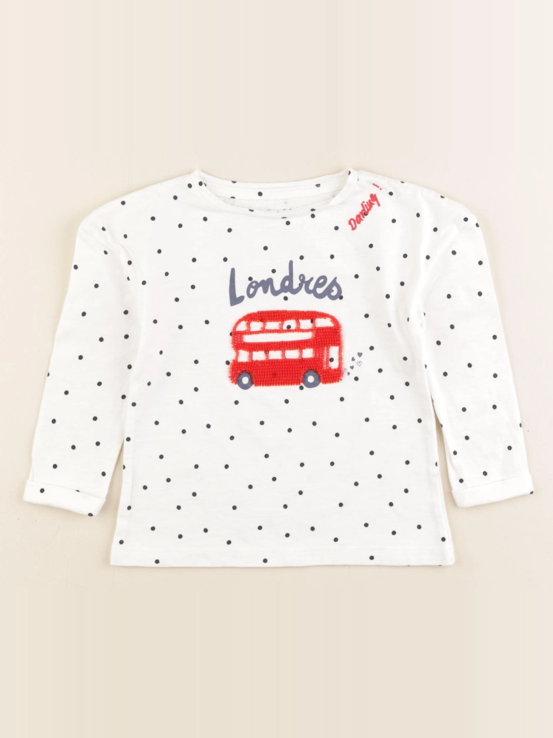 Vertbaudet - tee-shirt blanc, rouge - 2 ans