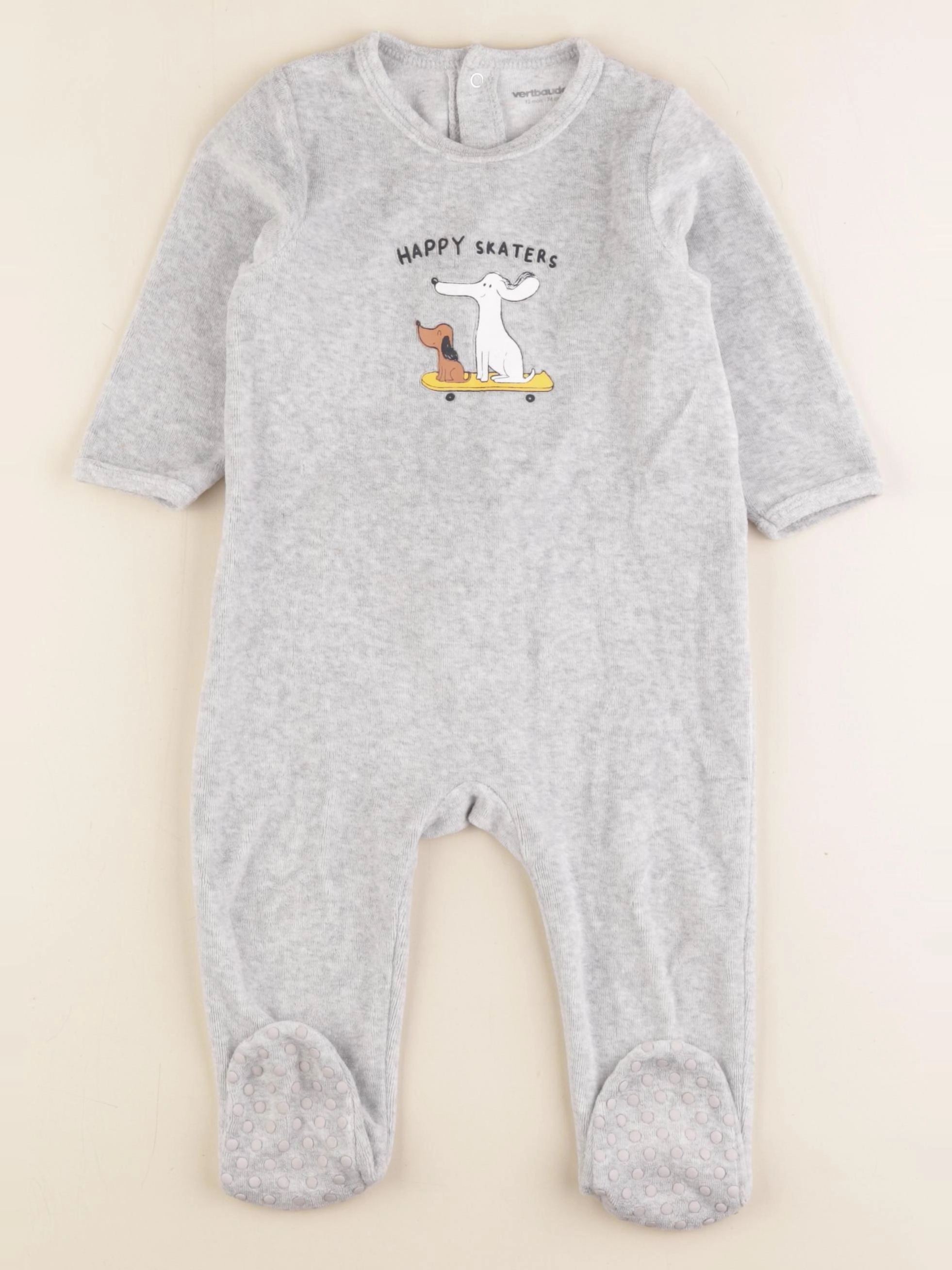 Vertbaudet - pyjama velours gris - 12 mois