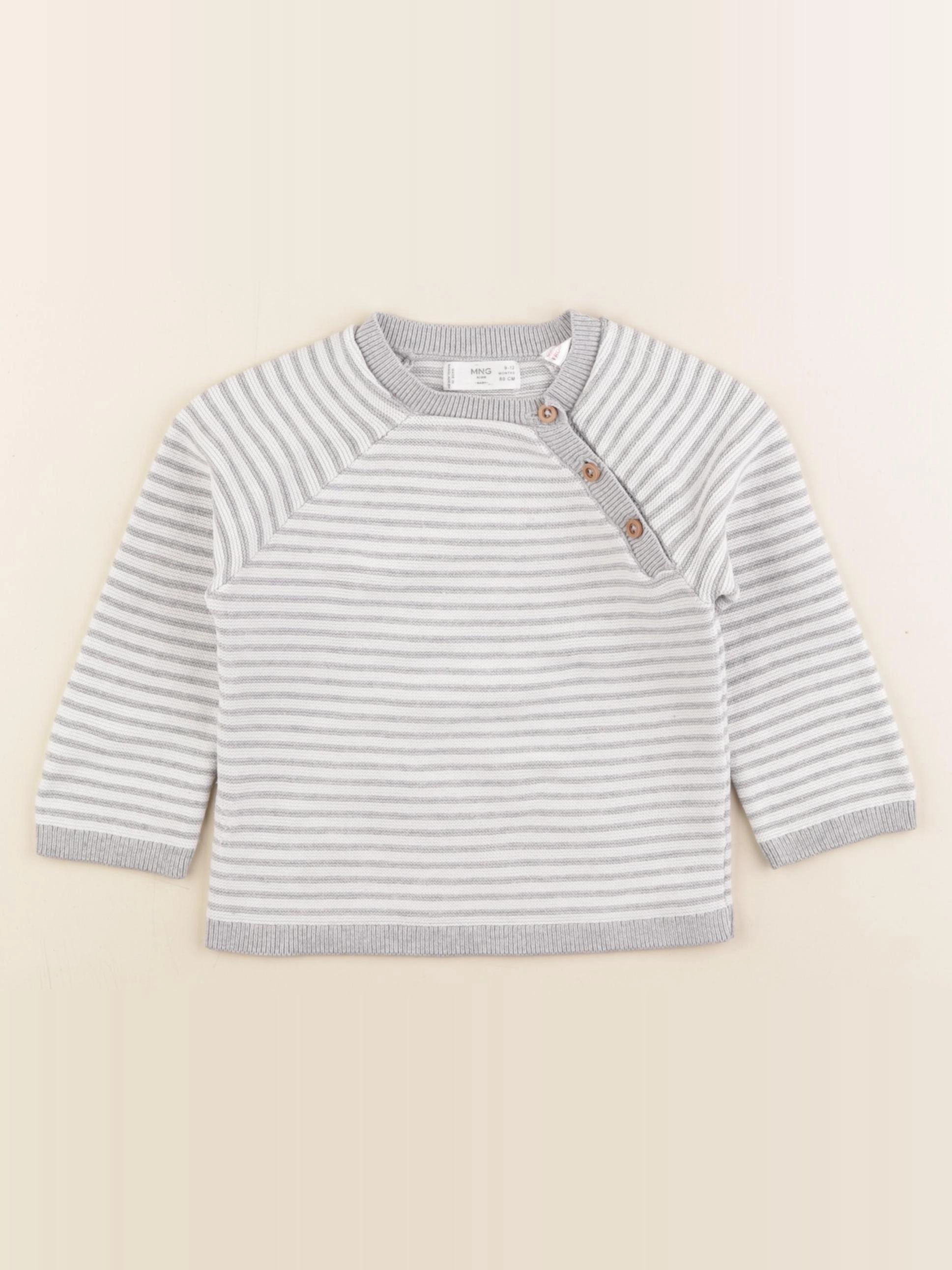 Mango - pull blanc, gris - 9/12 mois