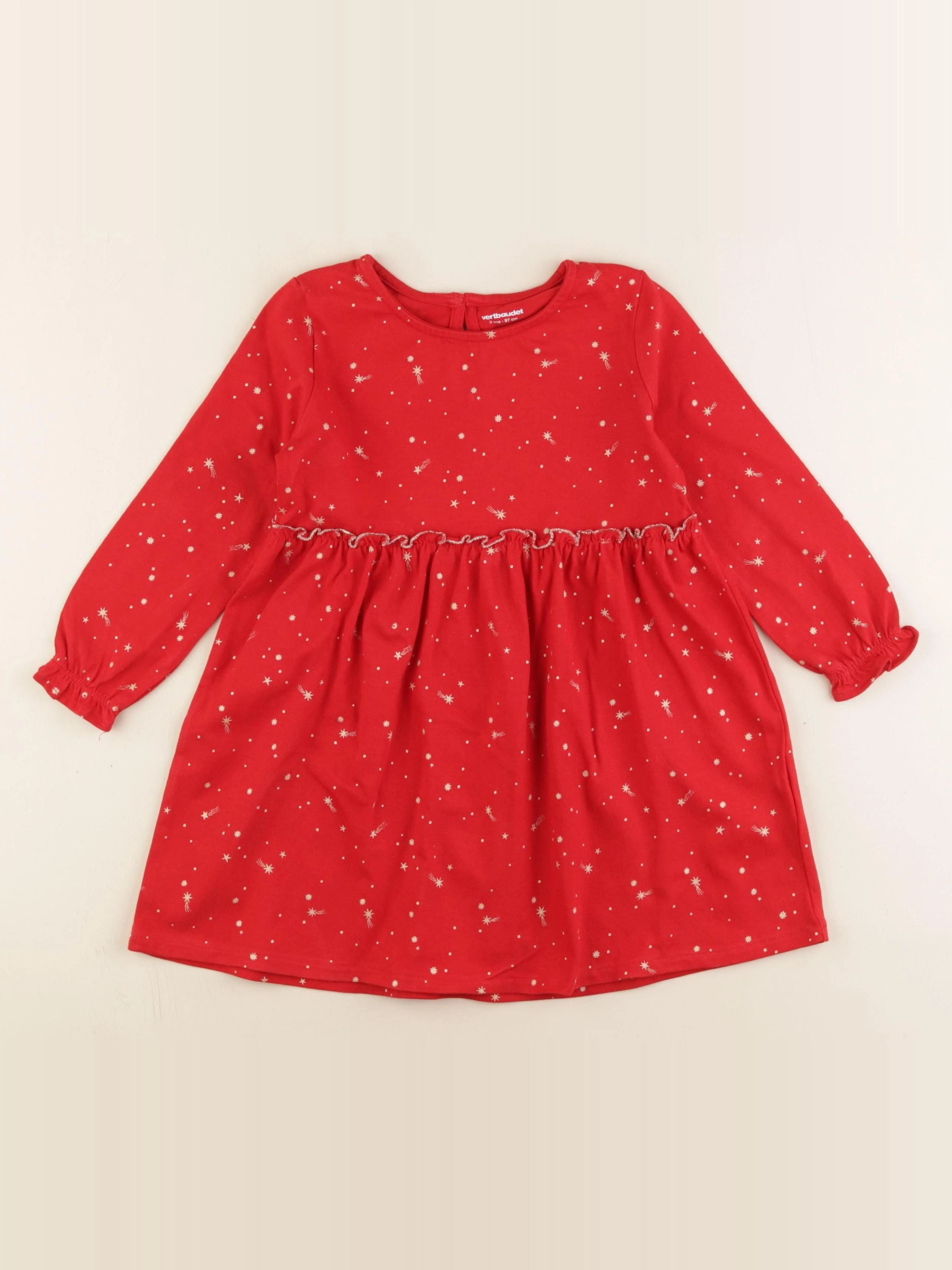 Vertbaudet - robe rouge, or - 3 ans