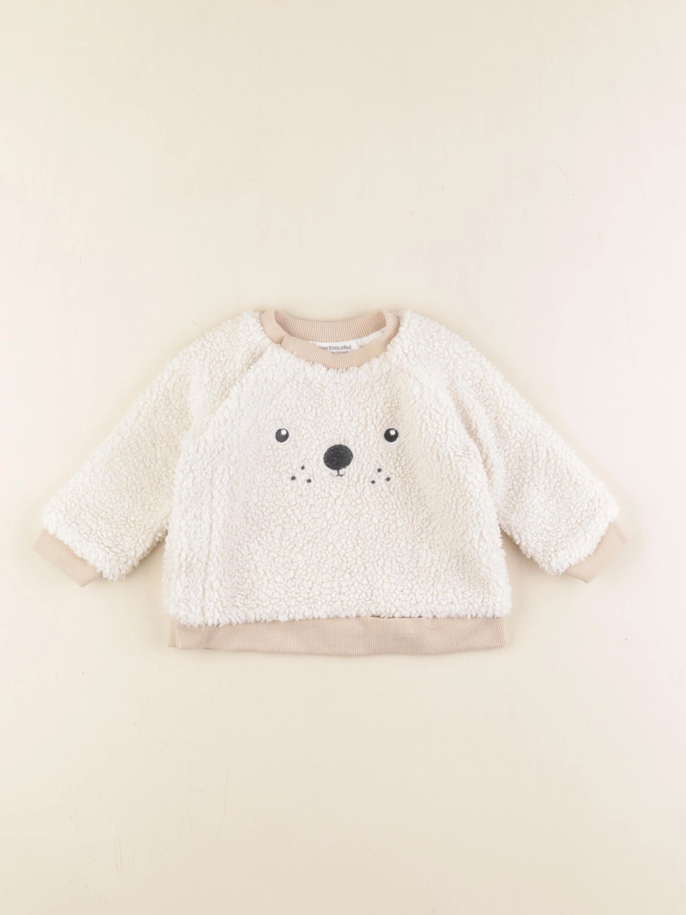 Vertbaudet - pull blanc - 9 mois