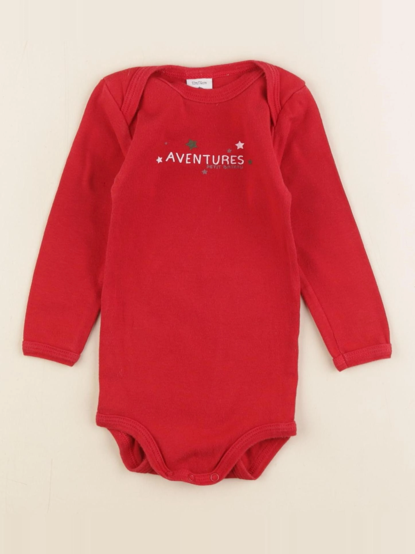 Petit Bateau - body rouge - 12 mois