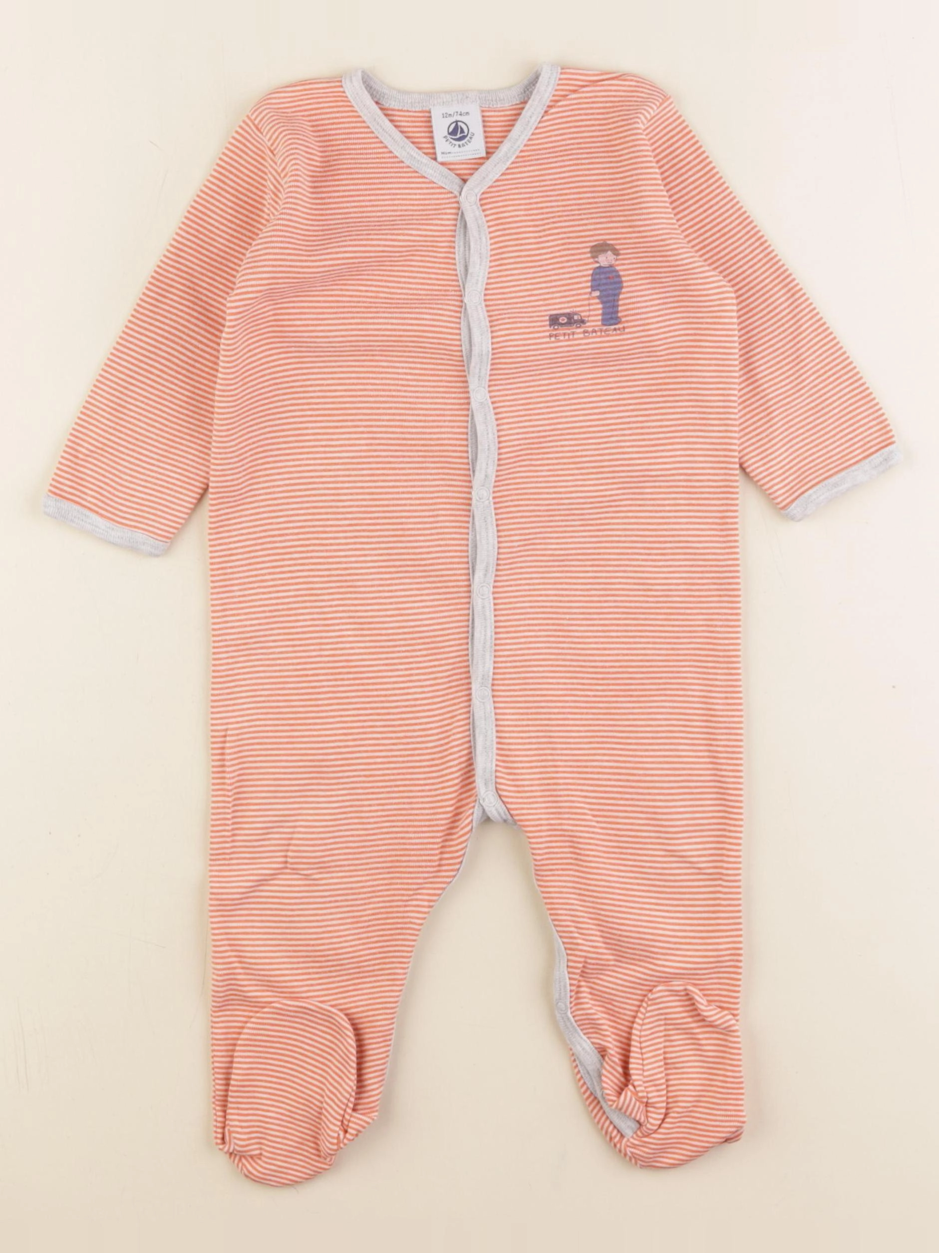 Petit Bateau - pyjama coton orange - 12 mois